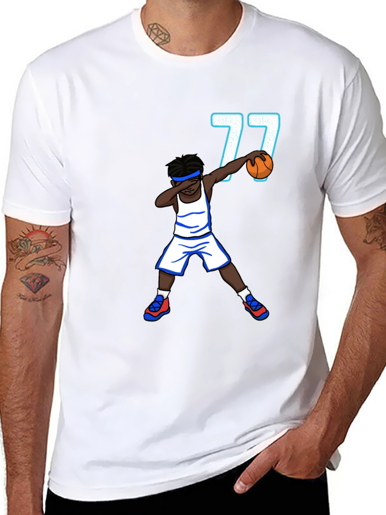 Dabbing Basketball Player T-Shirt - Number 77