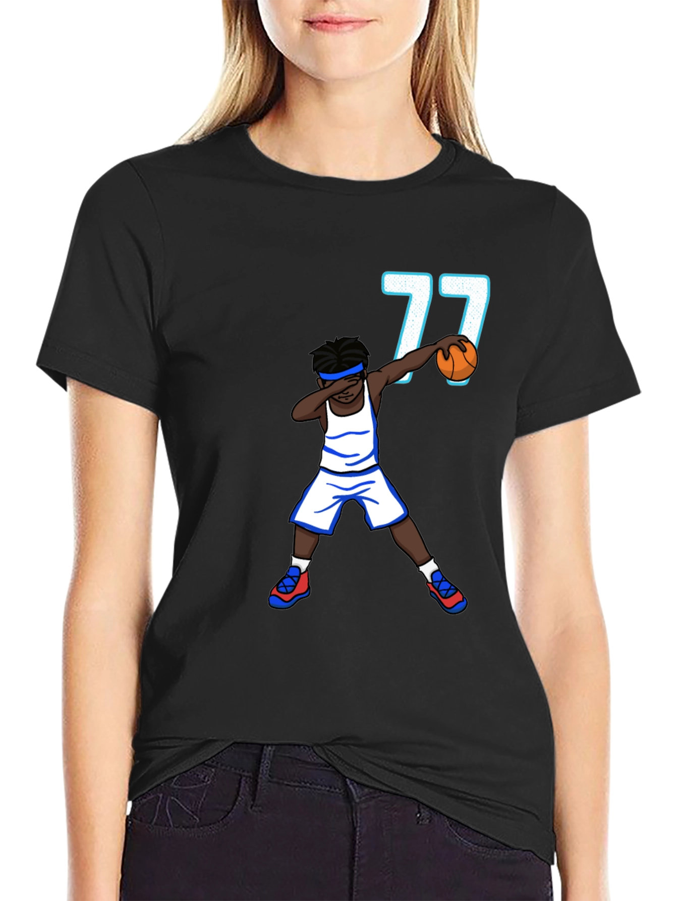 Dabbing Basketball Player T-Shirt - Number 77