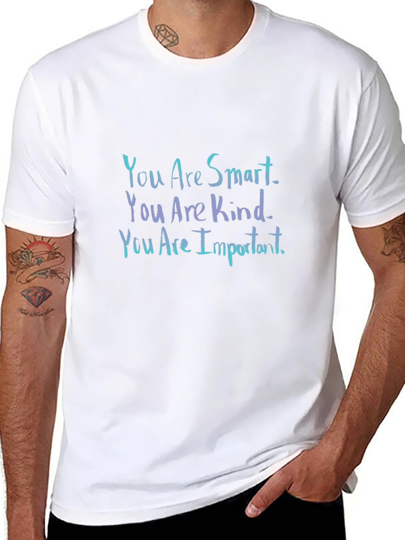 Inspirational Black T-Shirt: You Are Smart Kind Important