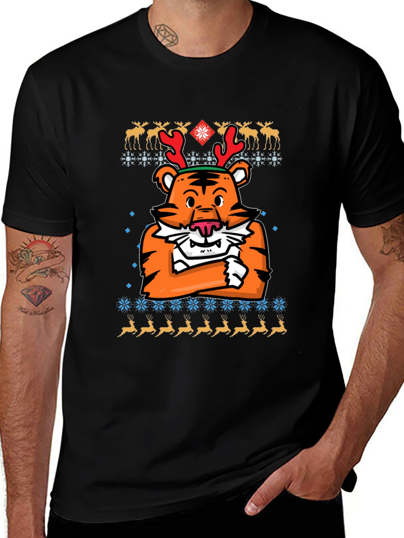 Festive Tiger Christmas T-Shirt