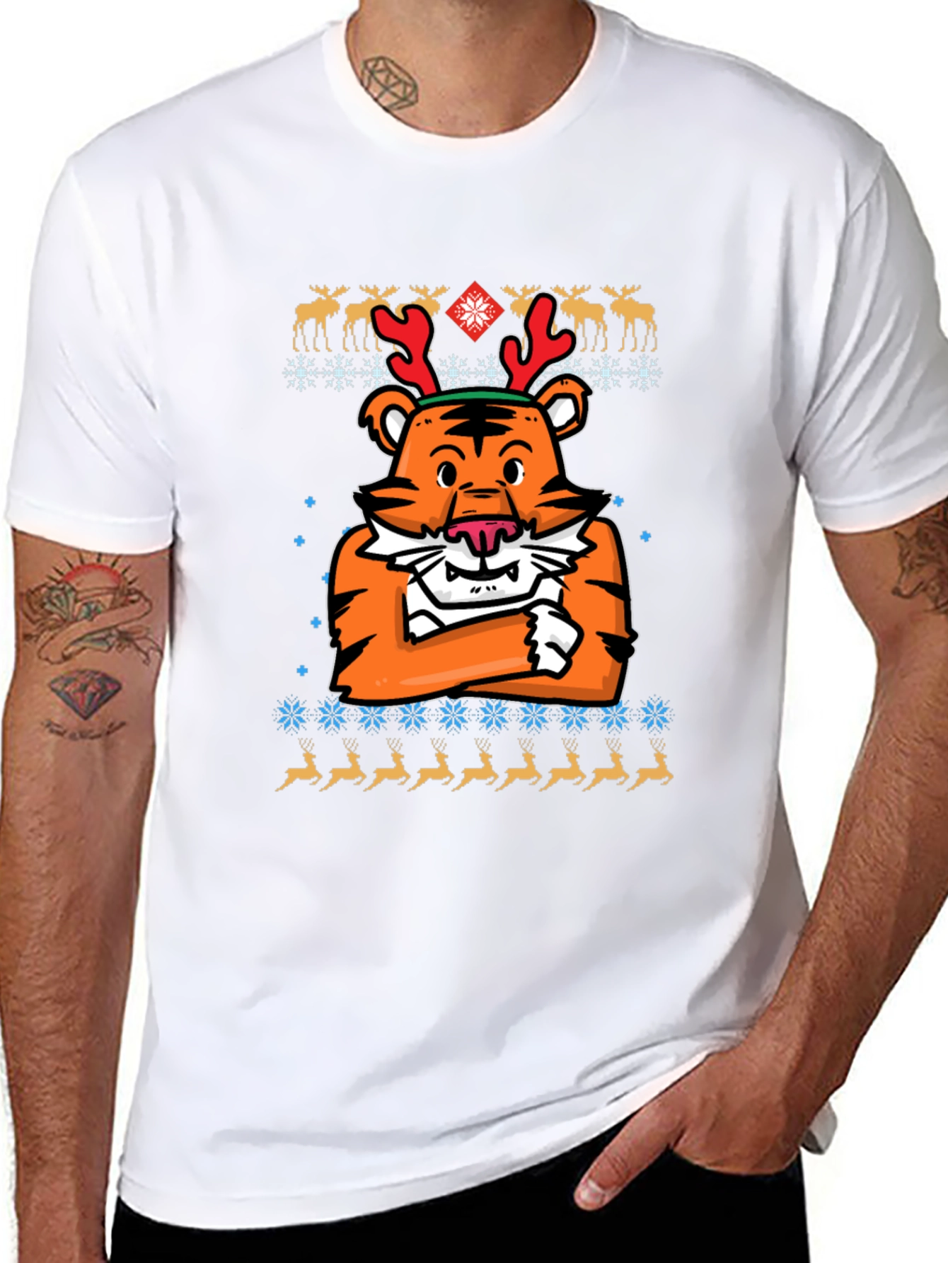 Festive Tiger Christmas T-Shirt