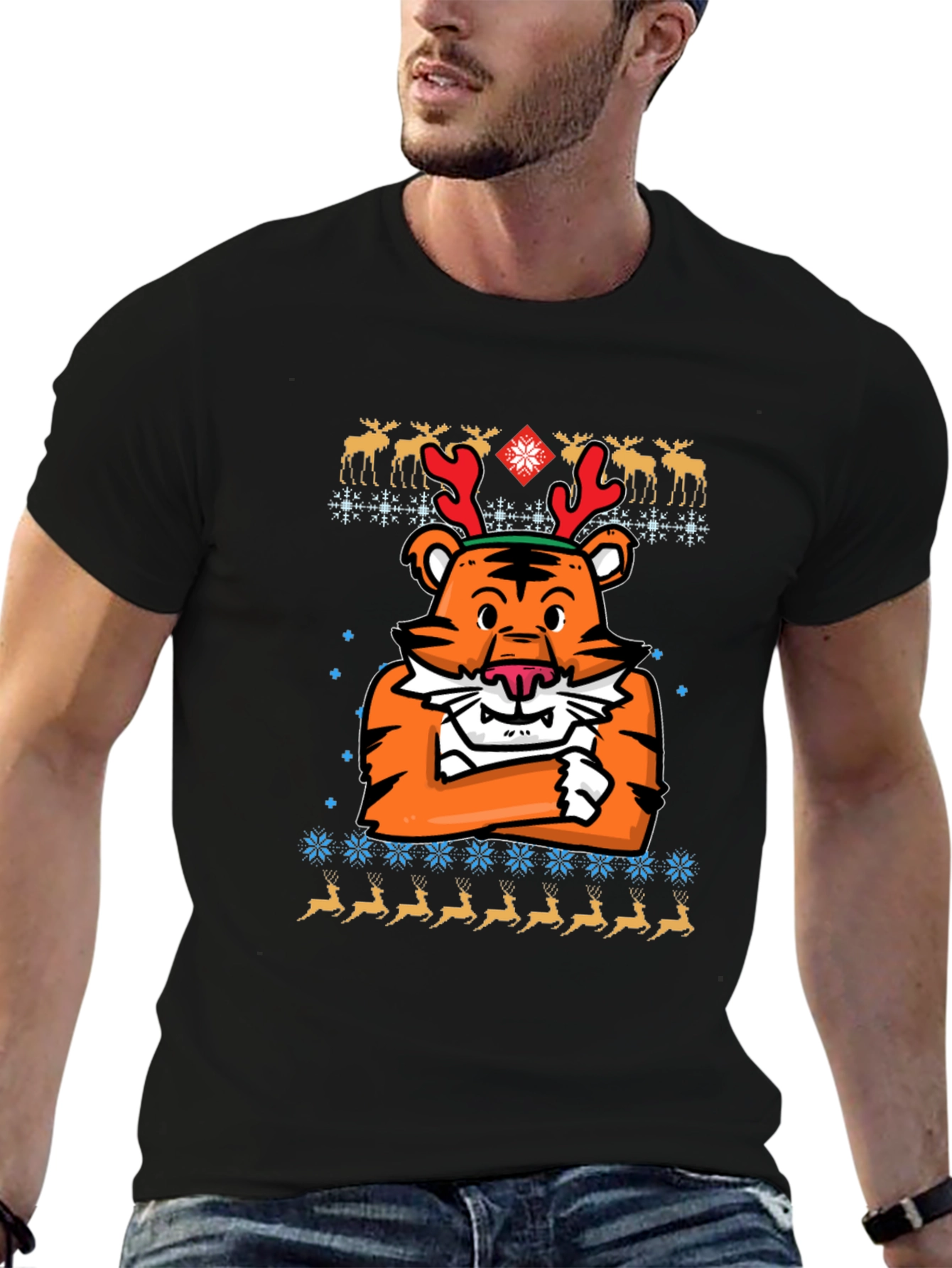 Festive Tiger Christmas T-Shirt