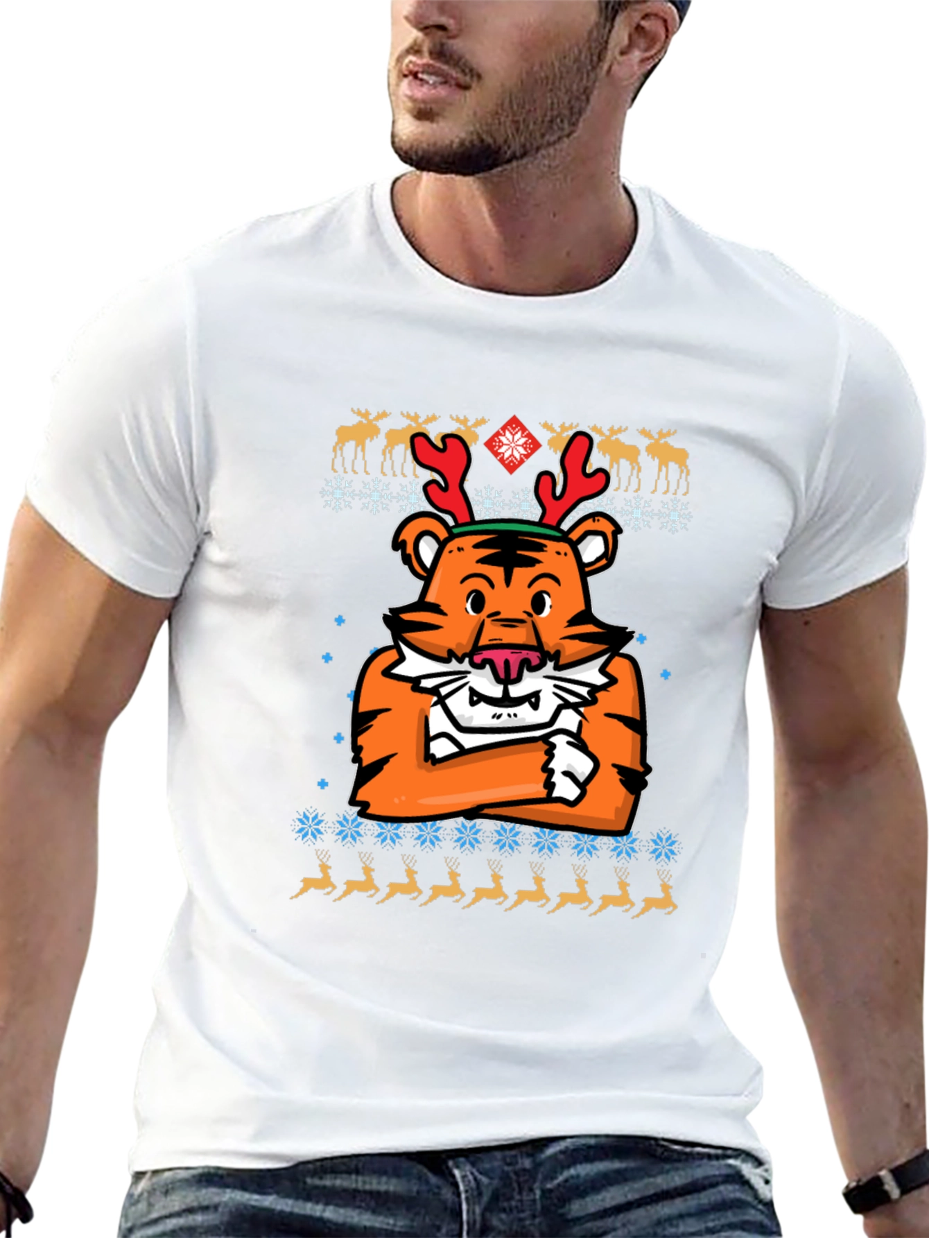 Festive Tiger Christmas T-Shirt
