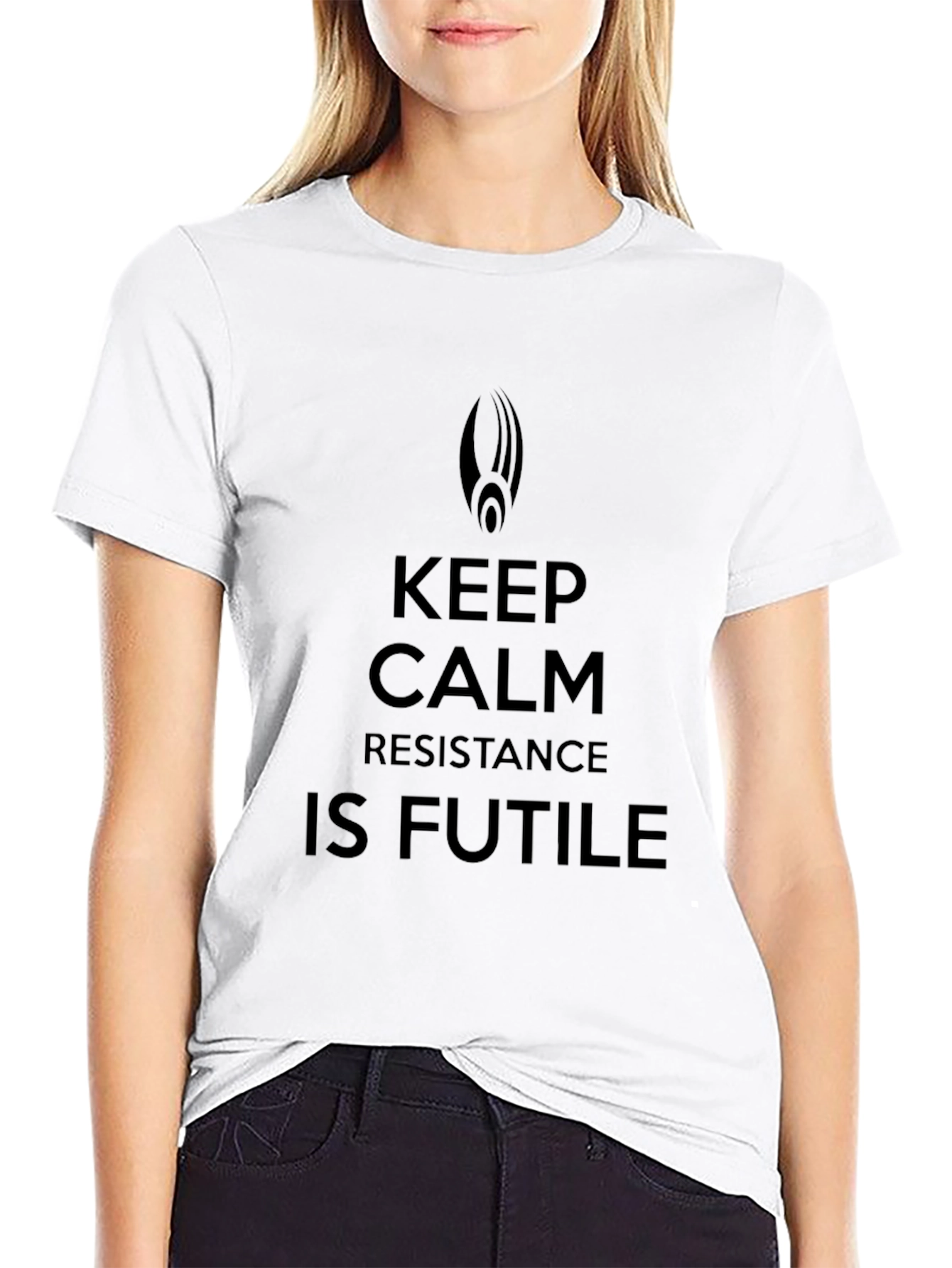 Keep Calm Resistance Is Futile Black T-Shirt