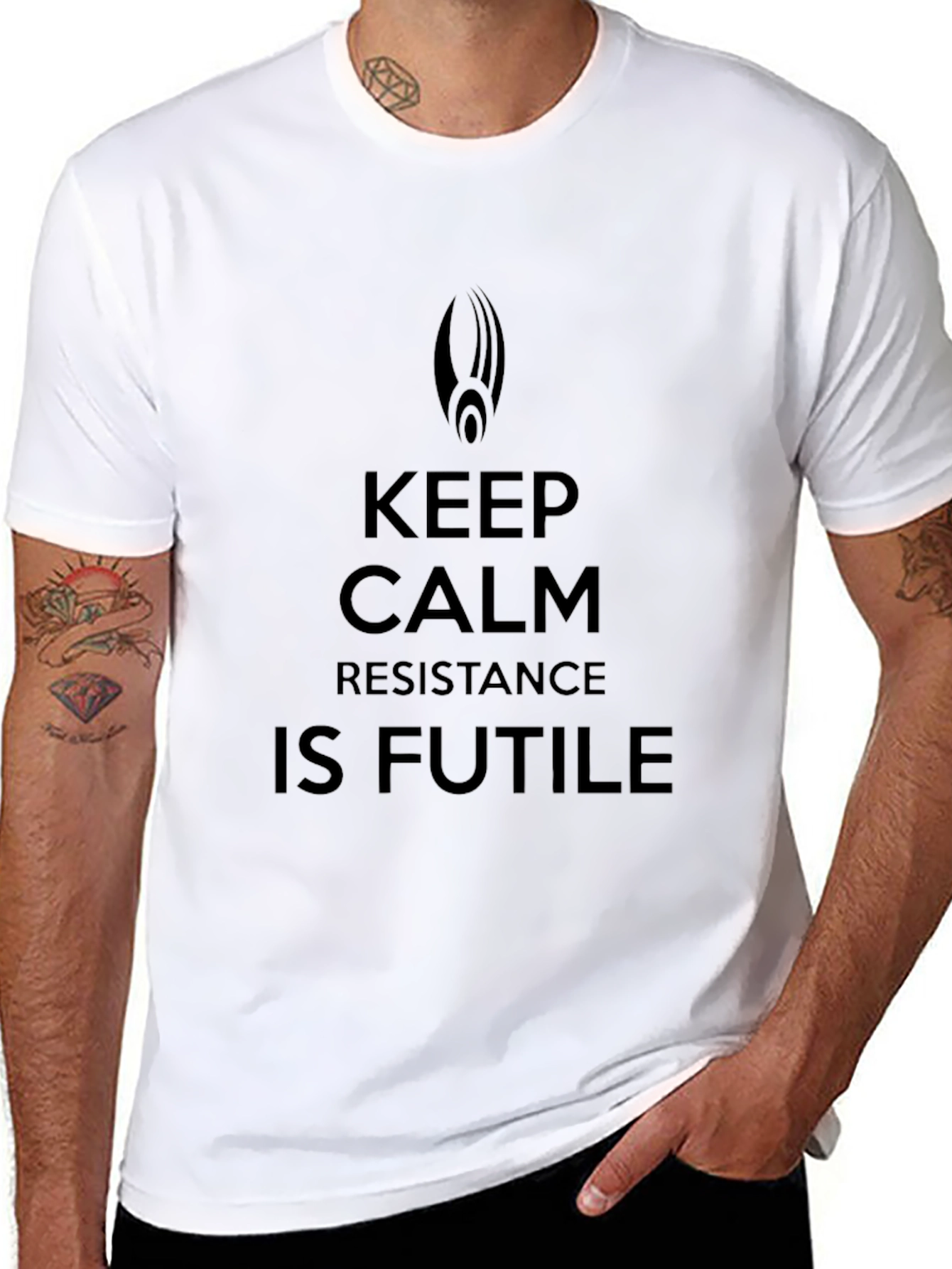Keep Calm Resistance Is Futile Black T-Shirt