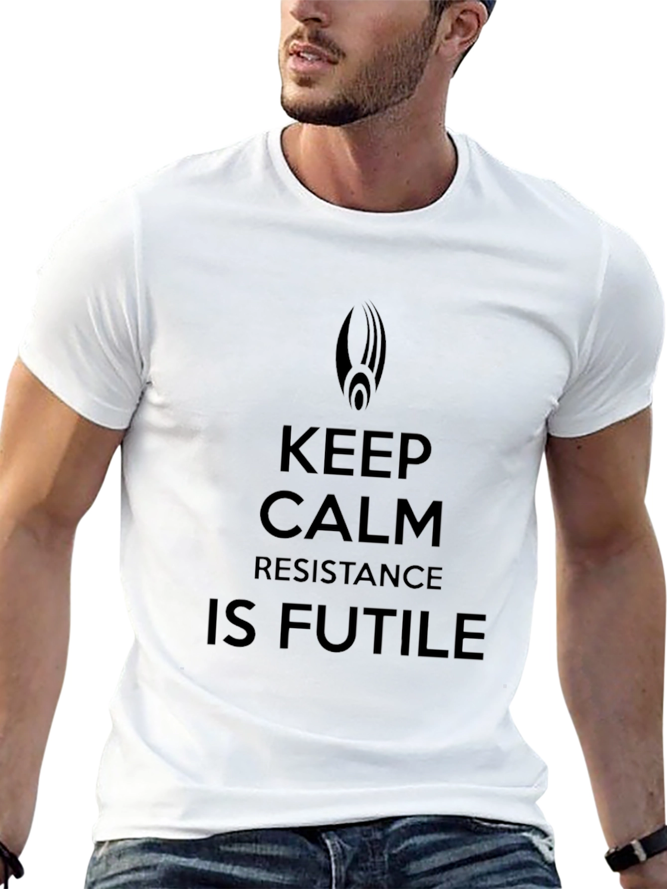 Keep Calm Resistance Is Futile Black T-Shirt