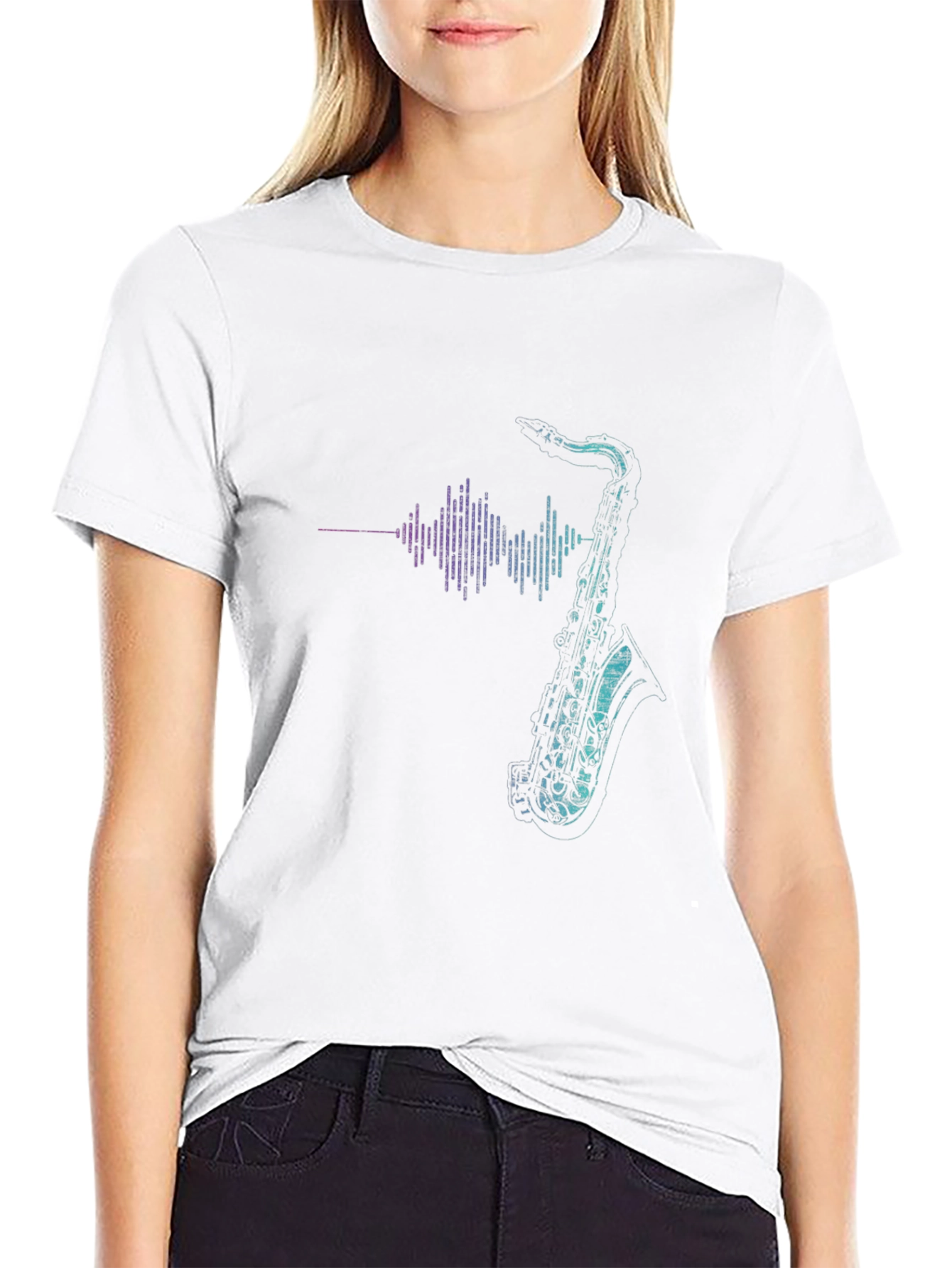 Saxophone Soundwave Graphic Tee - Cool Music Shirt