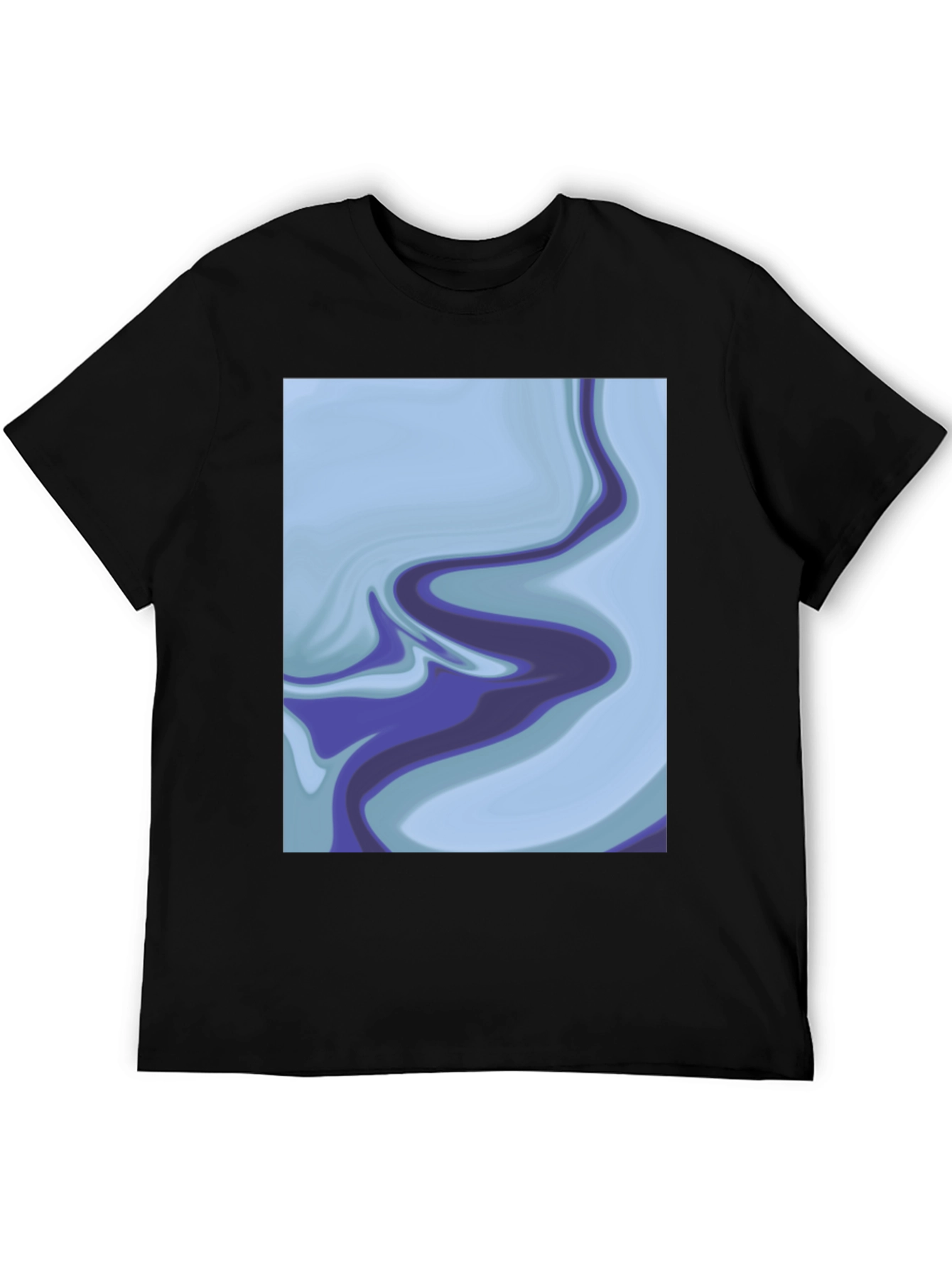Abstract Marble Swirl Graphic Tee - Soft Black Cotton