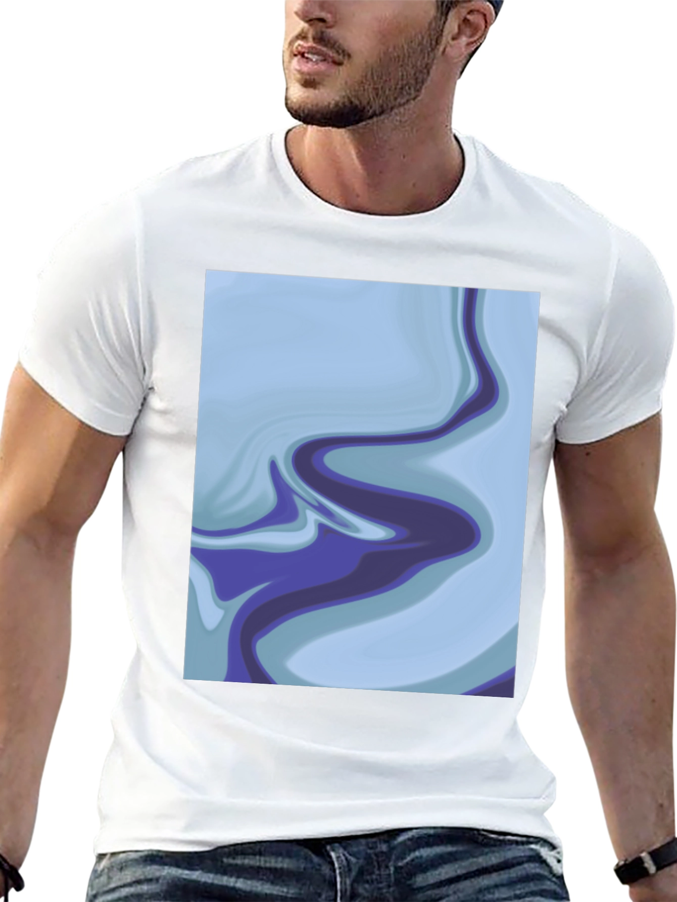 Abstract Marble Swirl Graphic Tee - Soft Black Cotton