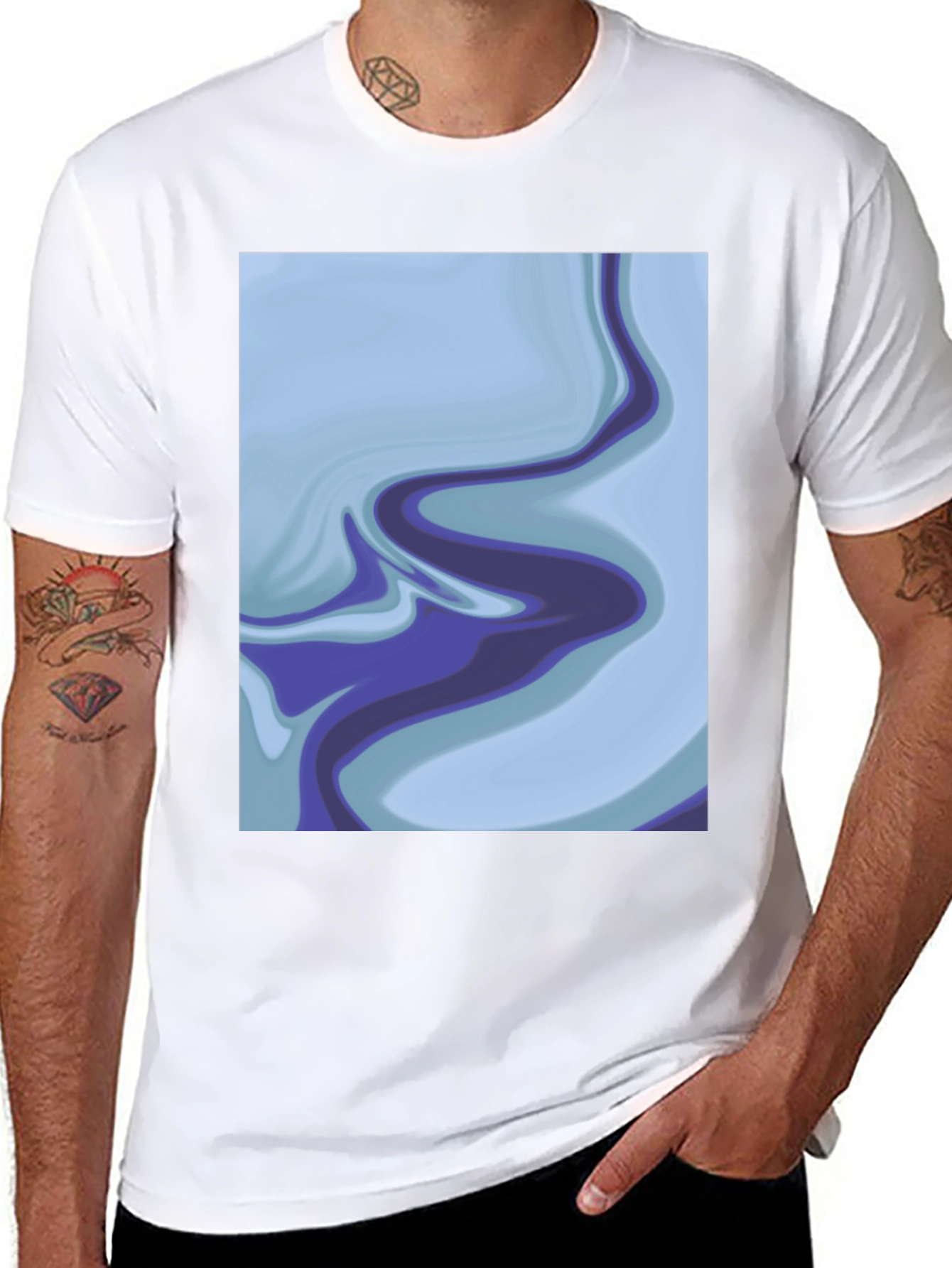 Abstract Marble Swirl Graphic Tee - Soft Black Cotton