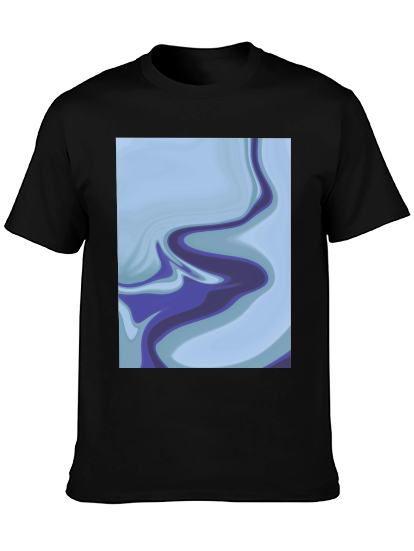 Abstract Marble Swirl Graphic Tee - Soft Black Cotton