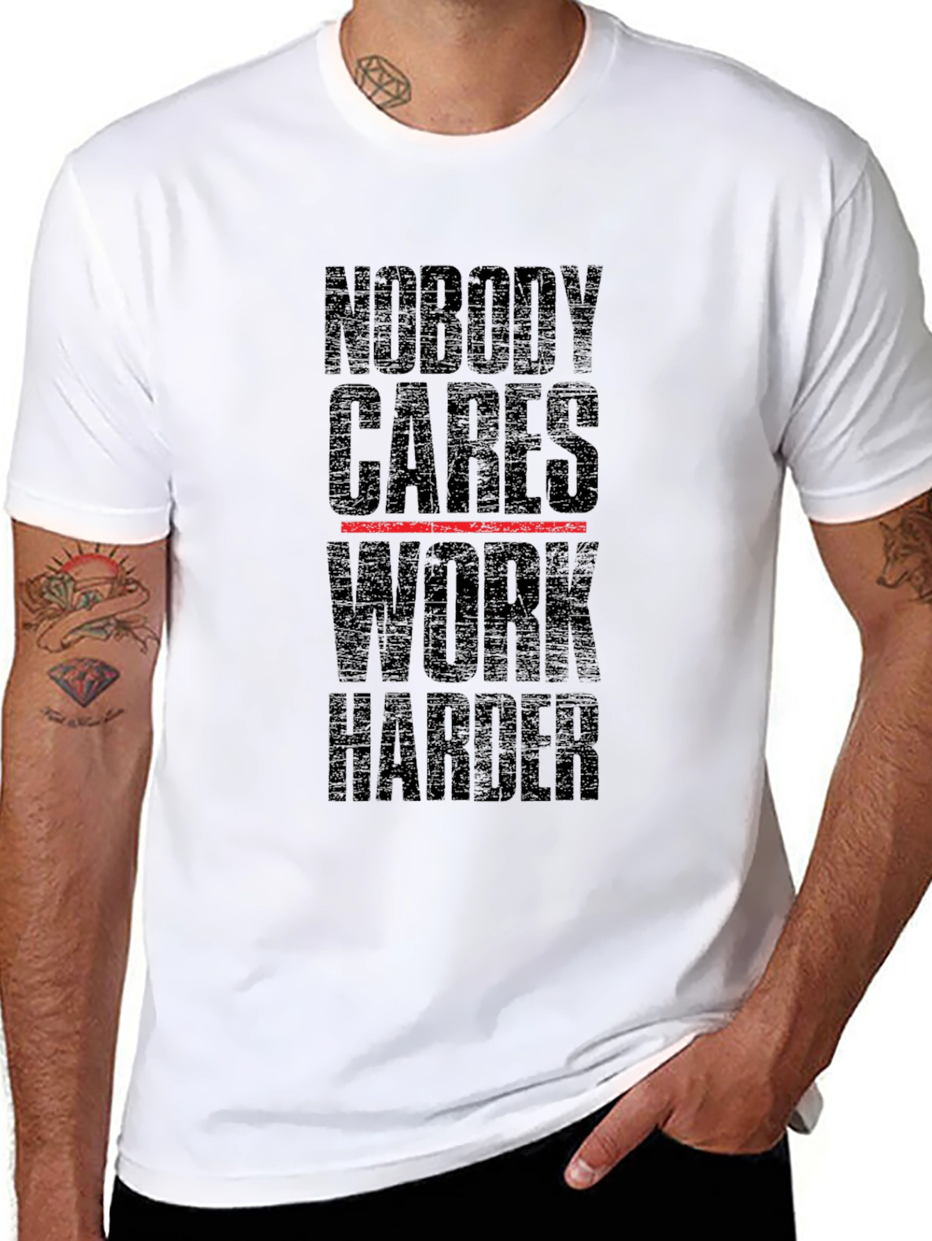 Motivational Nobody Cares Work Harder Black T-Shirt
