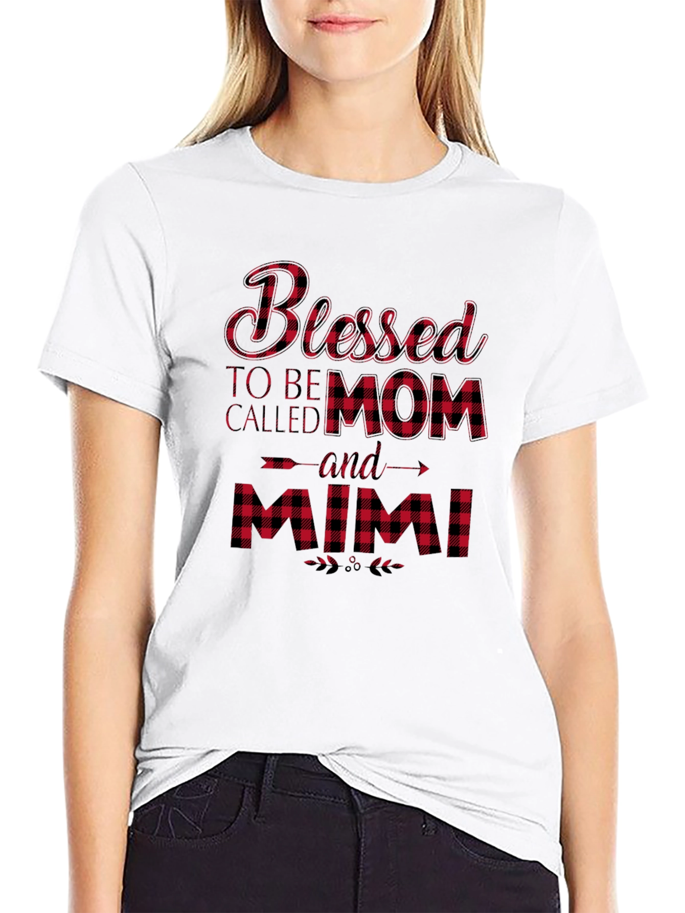 Blessed Mom and Mimi Buffalo Plaid T-Shirt
