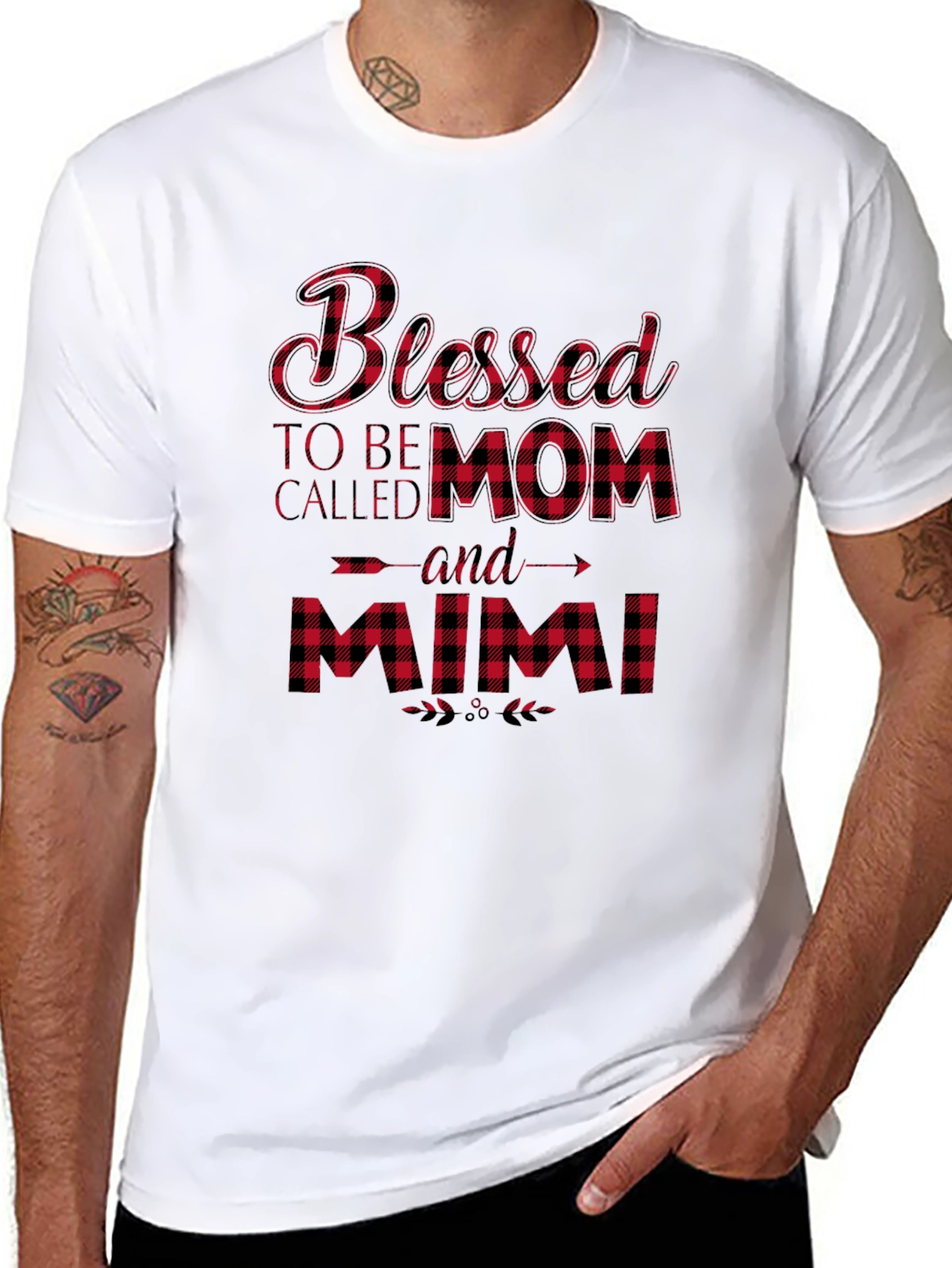 Blessed Mom and Mimi Buffalo Plaid T-Shirt