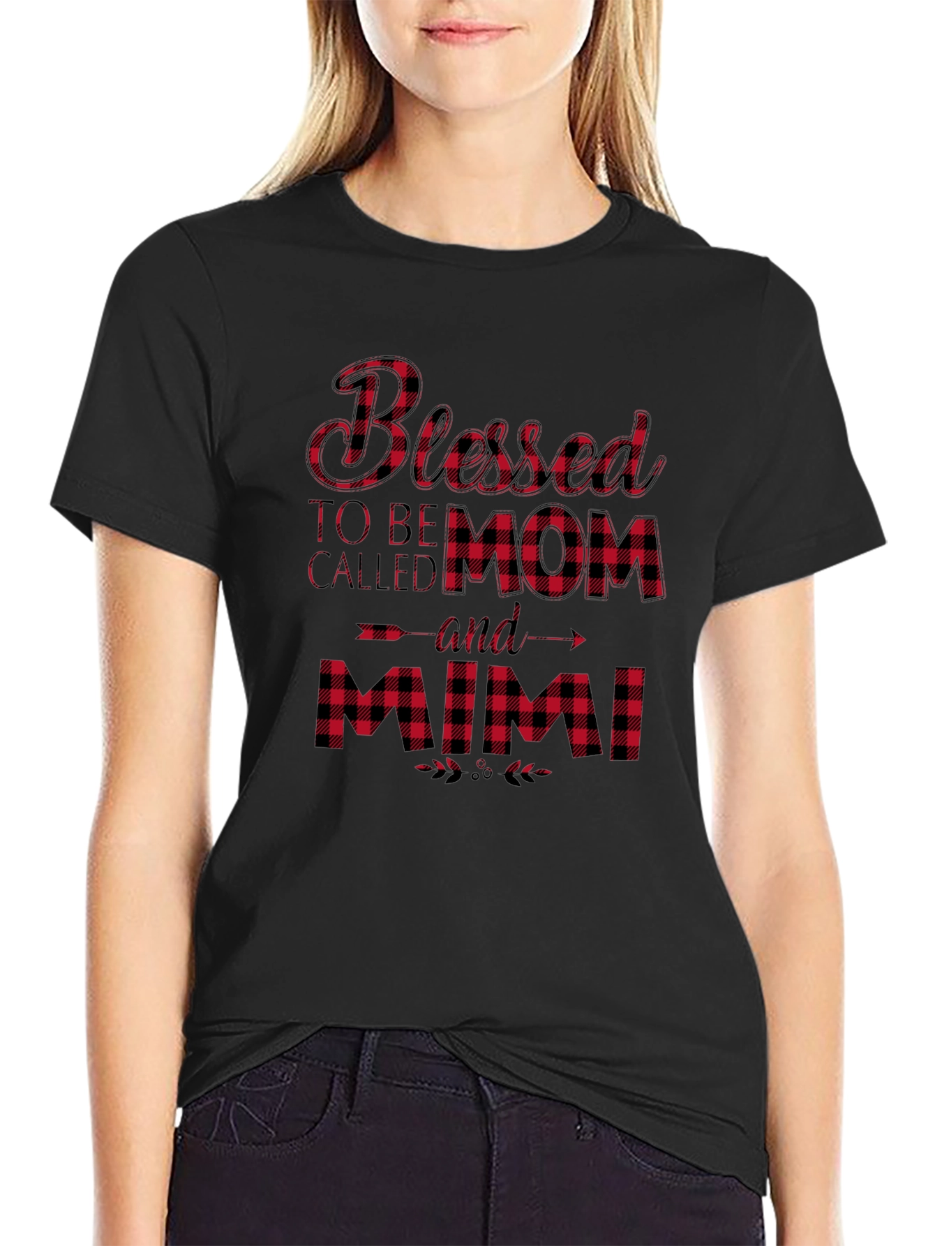 Blessed Mom and Mimi Buffalo Plaid T-Shirt