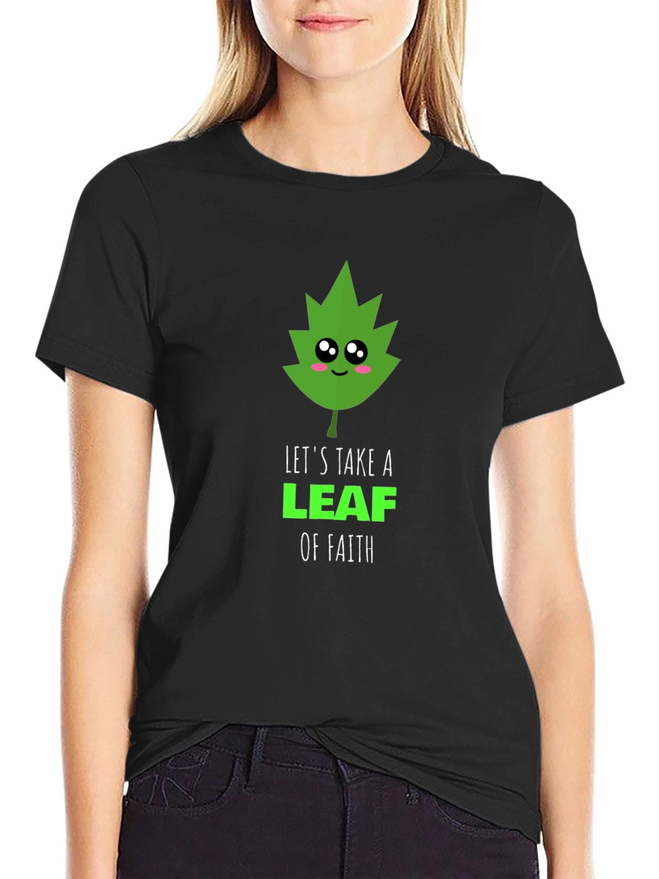 Faith Leaf Graphic Tee - Black