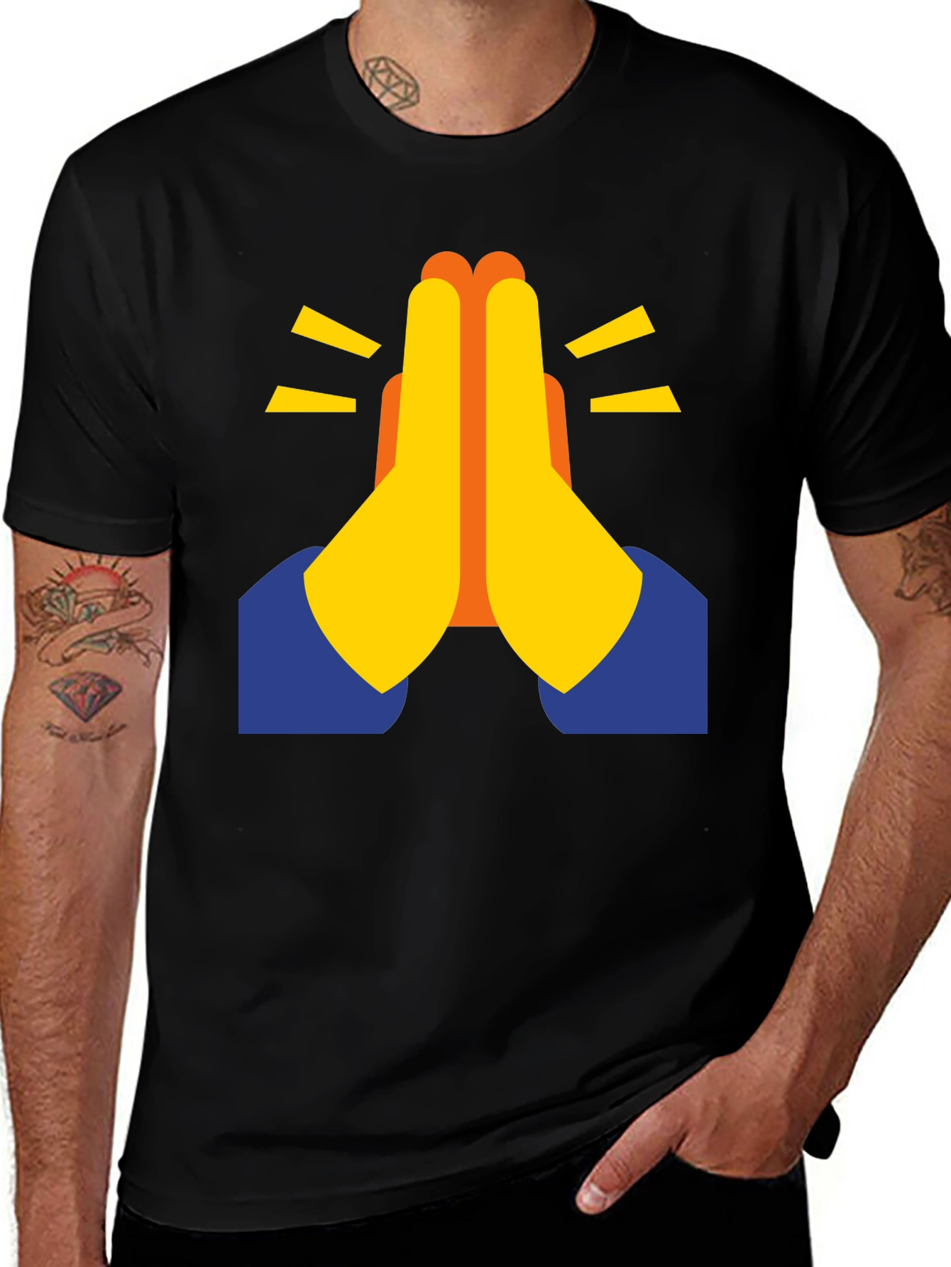 Praying Hands Emoji Graphic Tee - Black