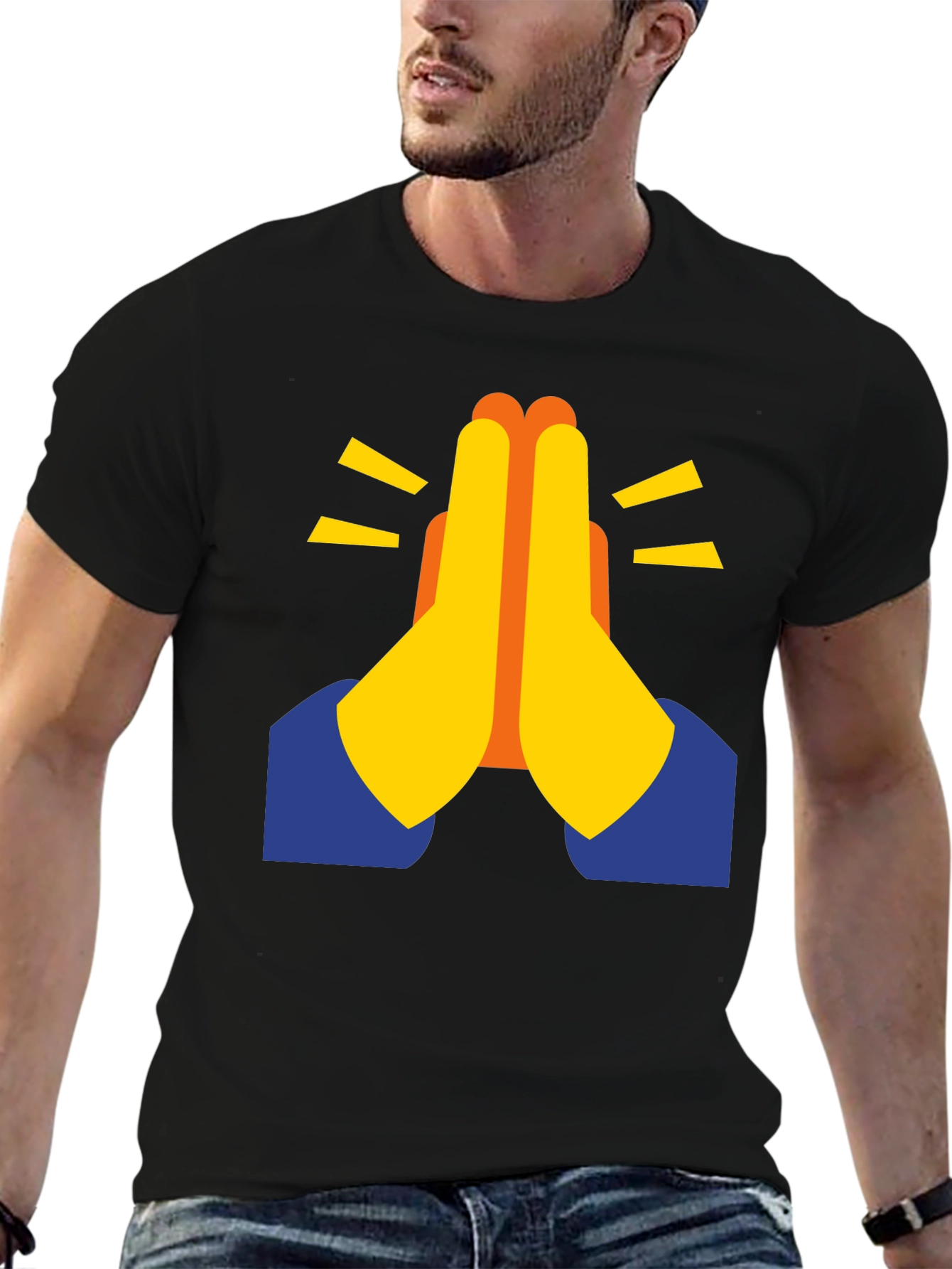 Praying Hands Emoji Graphic Tee - Black
