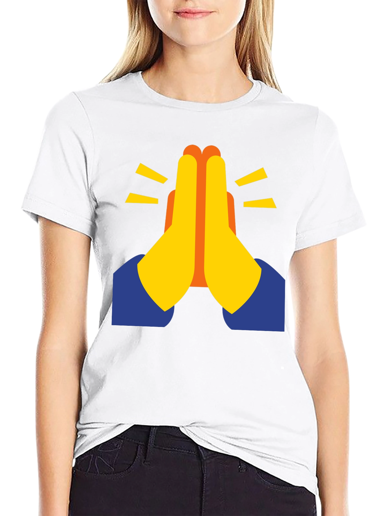 Praying Hands Emoji Graphic Tee - Black
