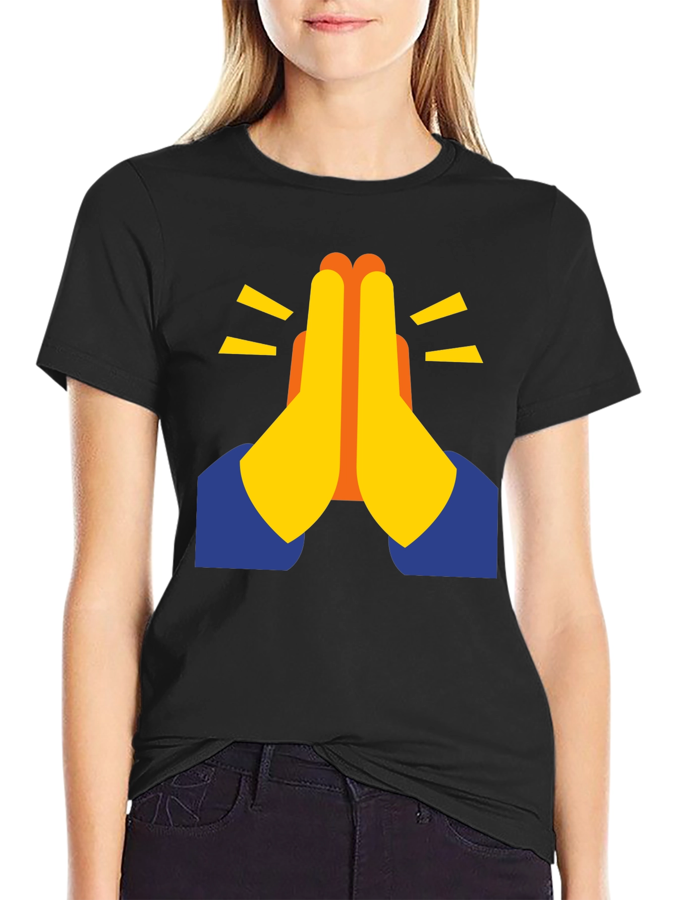 Praying Hands Emoji Graphic Tee - Black