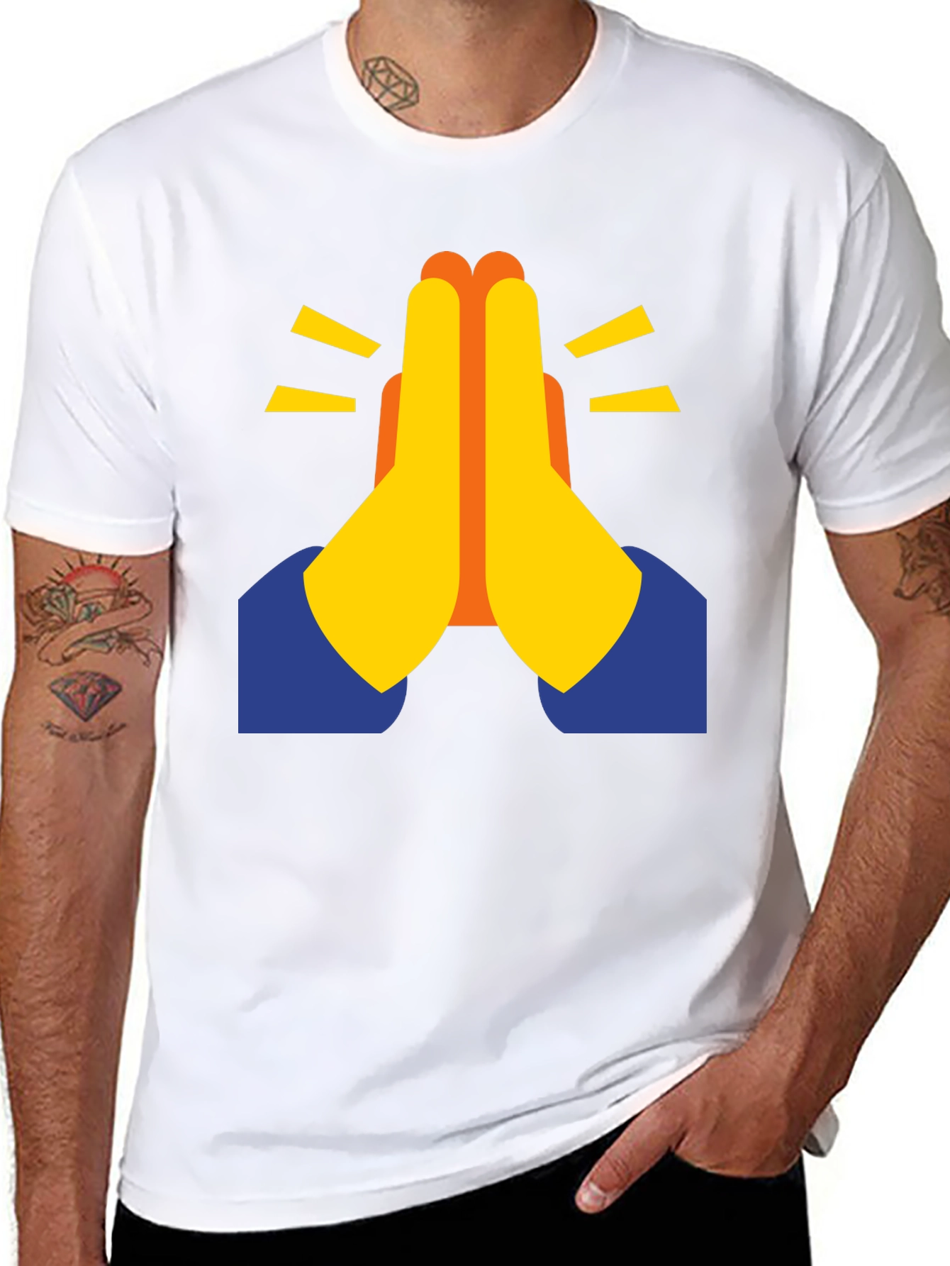 Praying Hands Emoji Graphic Tee - Black