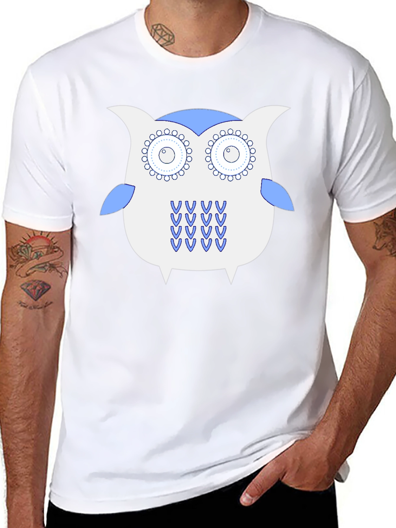 Owl Graphic Tee - Black Cotton T-Shirt