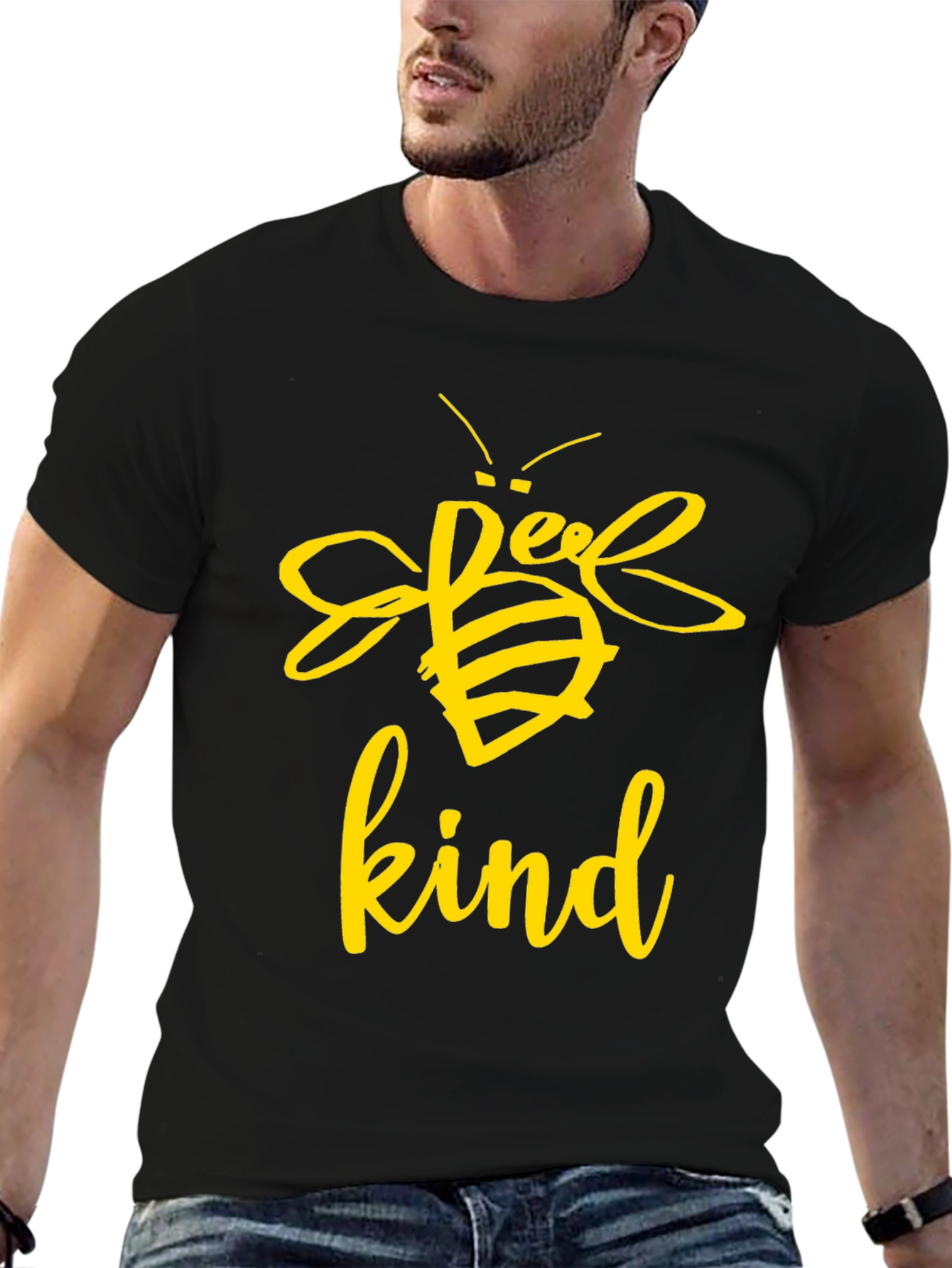 Bee Kind Graphic Tee - Black Cotton T-Shirt