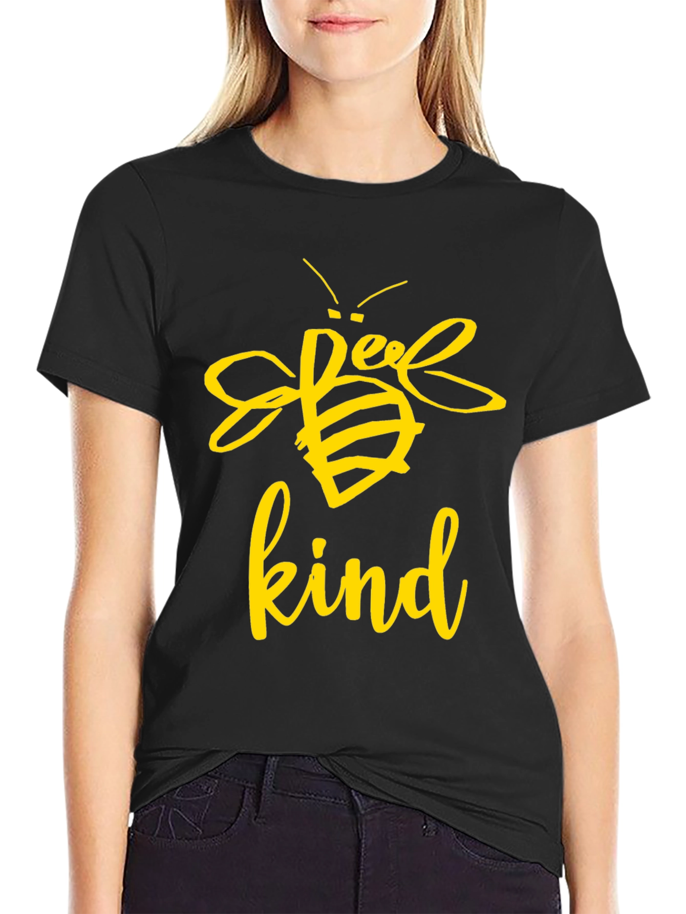 Bee Kind Graphic Tee - Black Cotton T-Shirt