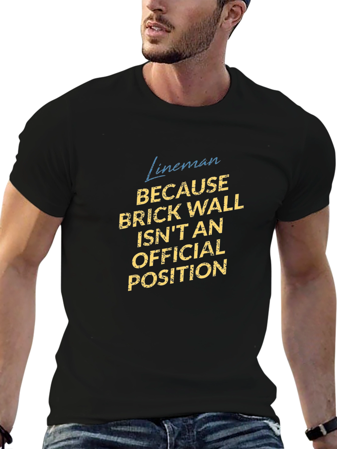 Lineman Brick Wall Funny Football T-Shirt