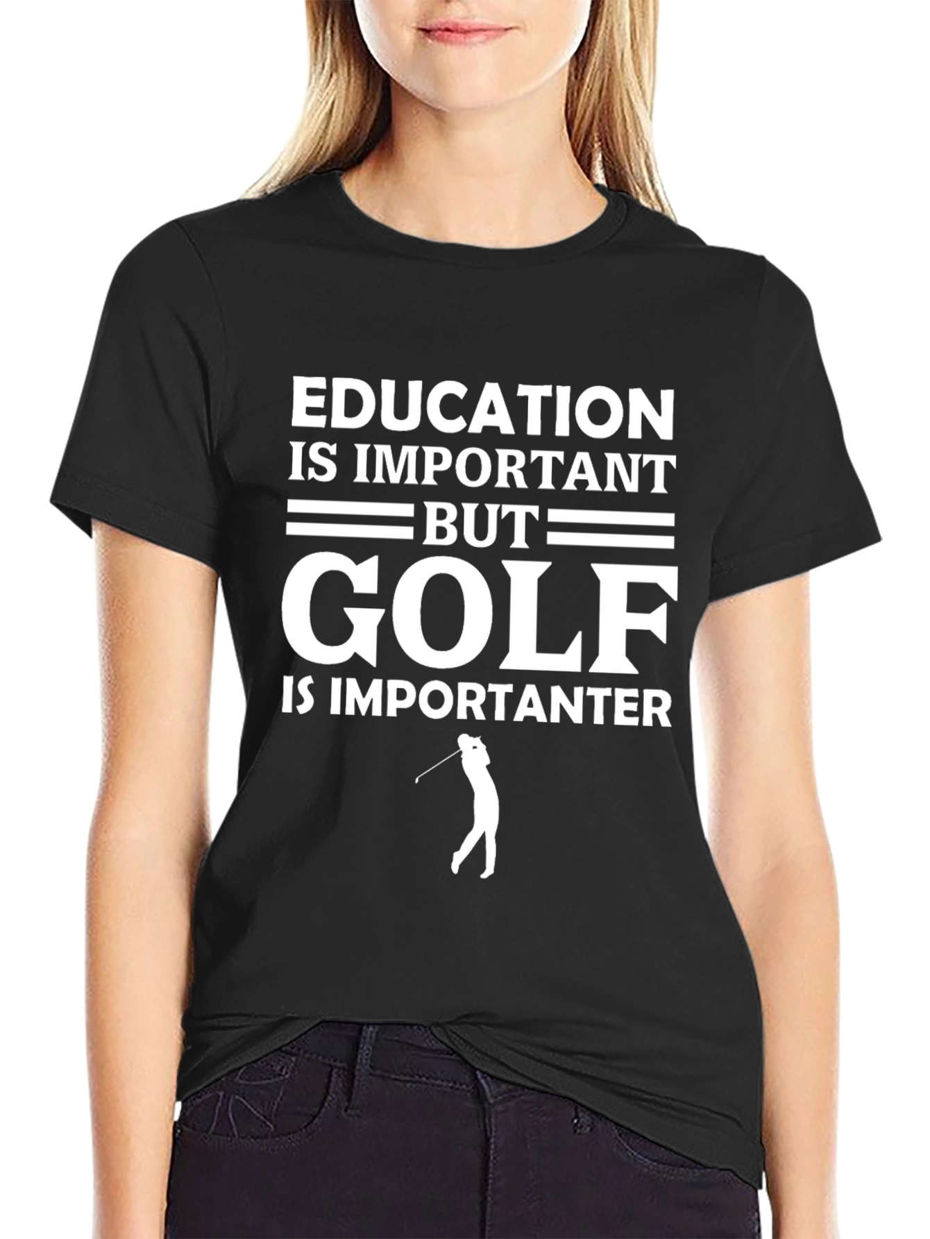 Education vs Golf T-Shirt Funny Golfer Tee
