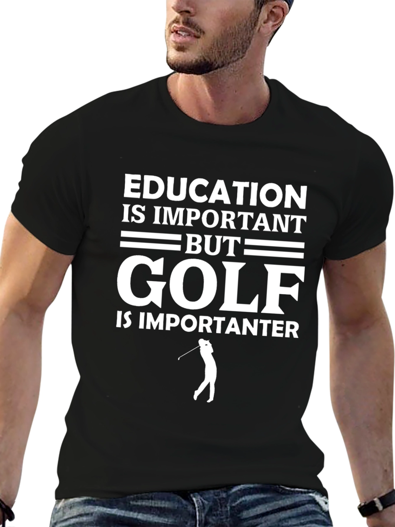 Education vs Golf T-Shirt Funny Golfer Tee