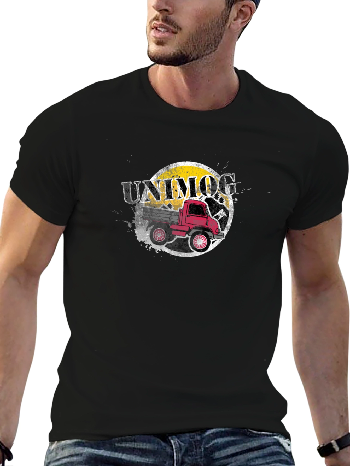 Unimog Truck Graphic Tee - Black Cotton T-Shirt