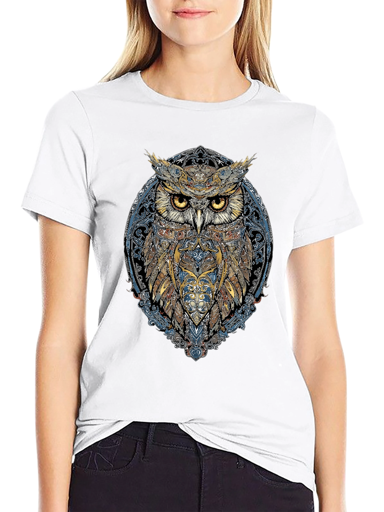 Mystic Owl Graphic Tee - Black Cotton Blend