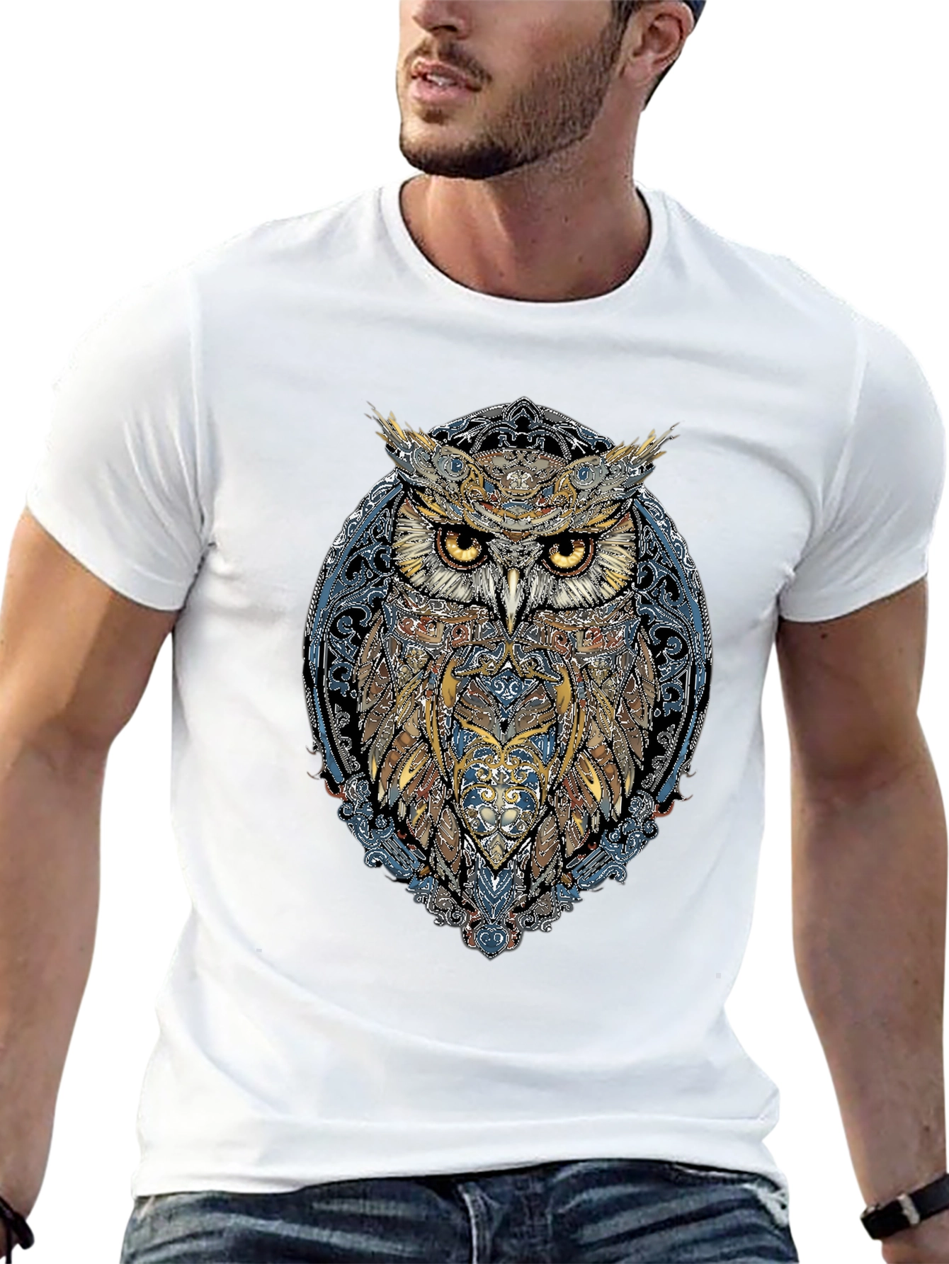 Mystic Owl Graphic Tee - Black Cotton Blend