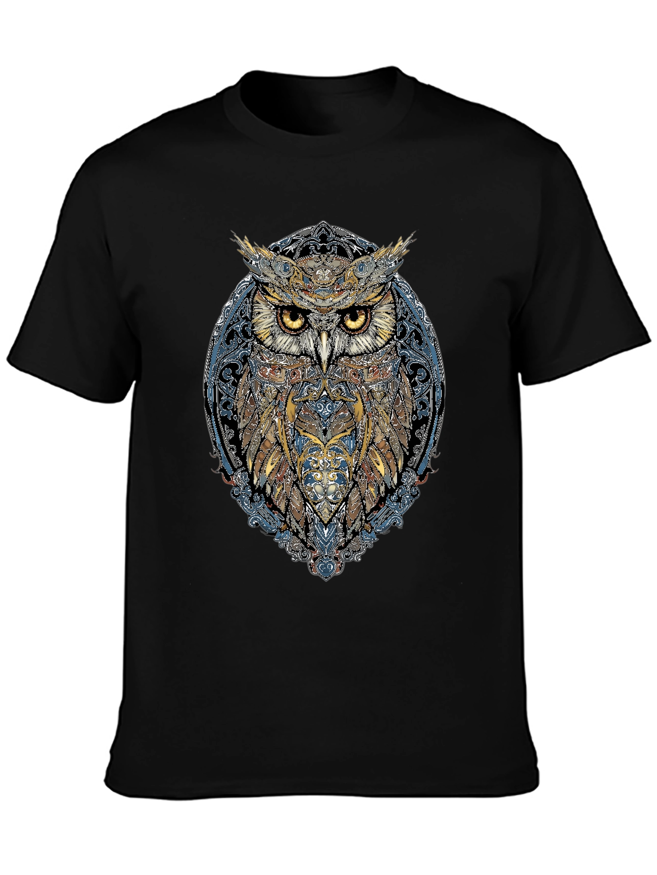 Mystic Owl Graphic Tee - Black Cotton Blend
