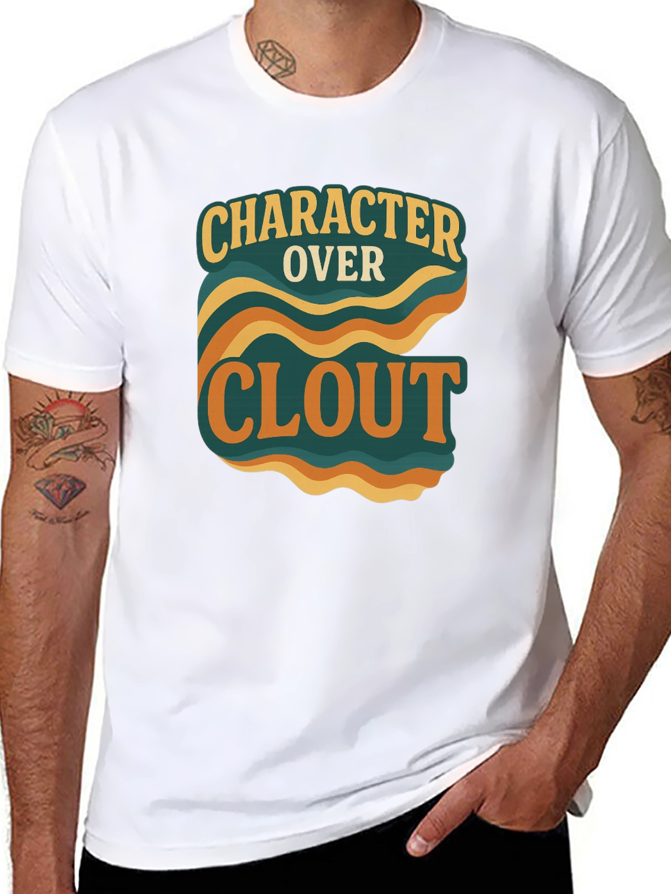 Character Over Clout Graphic Tee - Trendy Statement Shirt