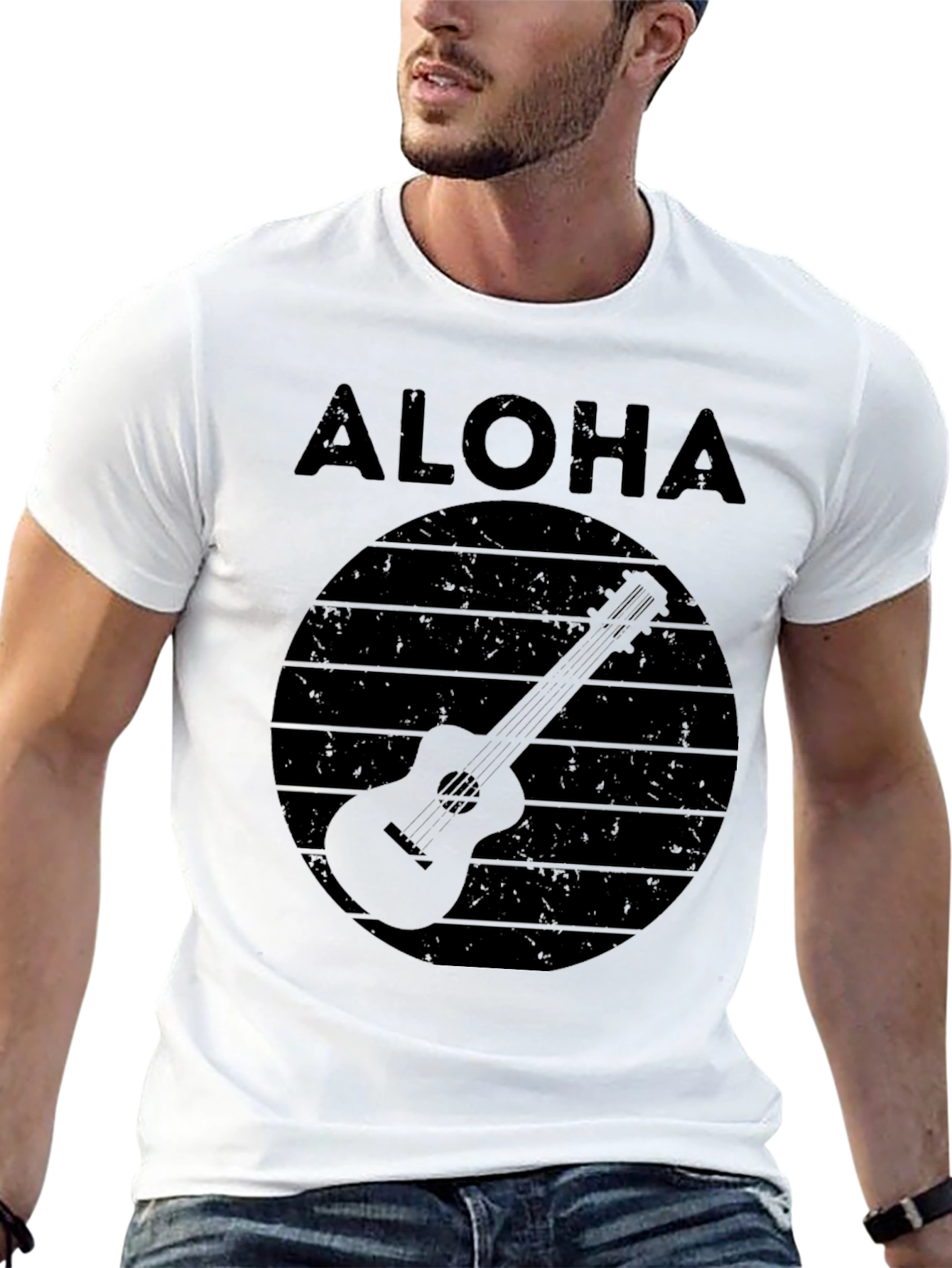 Aloha Ukulele Graphic Tee - Retro Hawaiian Vibes