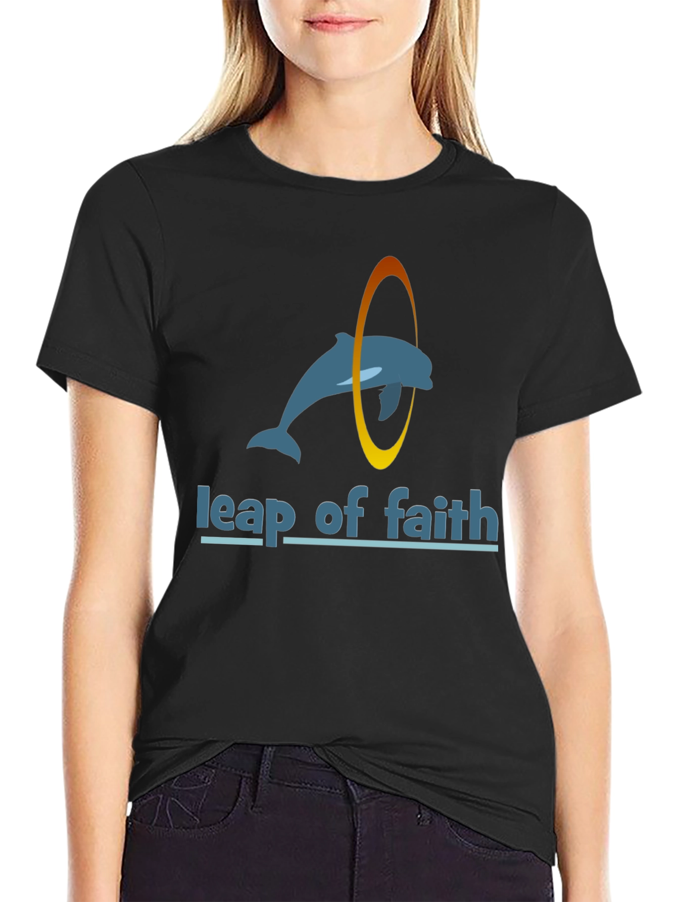 Leap of Faith Dolphin Black T-Shirt