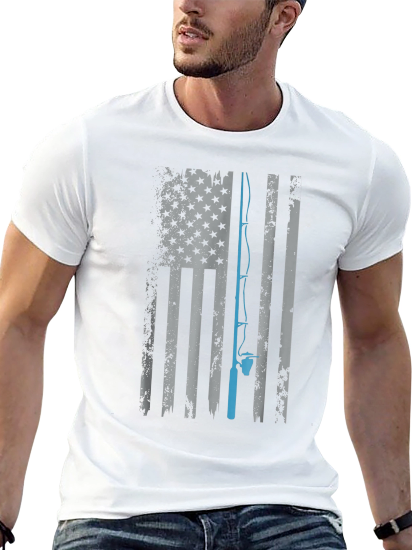 Fishing Flag Tee - Patriotic Angler Shirt