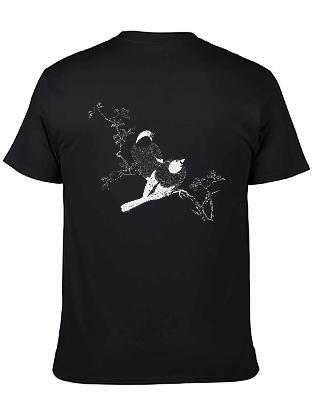 Black Bird Print T-Shirt - Artistic Graphic Tee