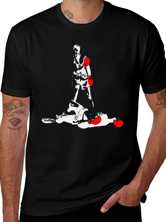 Boxing Graphic Tee - Knockout Design Mens Black T-Shirt