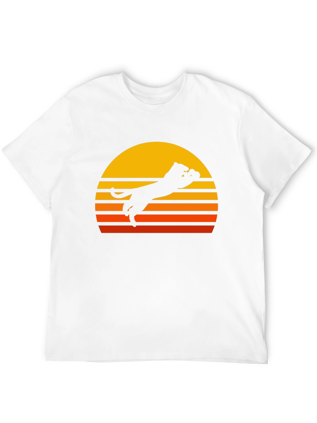 Retro Sunset Panther Black T-Shirt