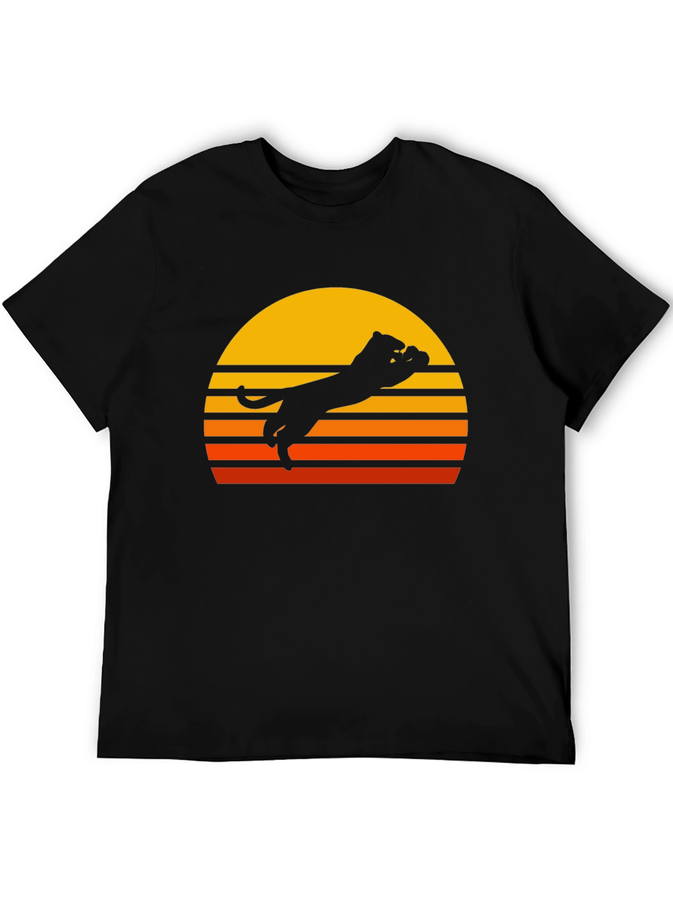 Retro Sunset Panther Black T-Shirt