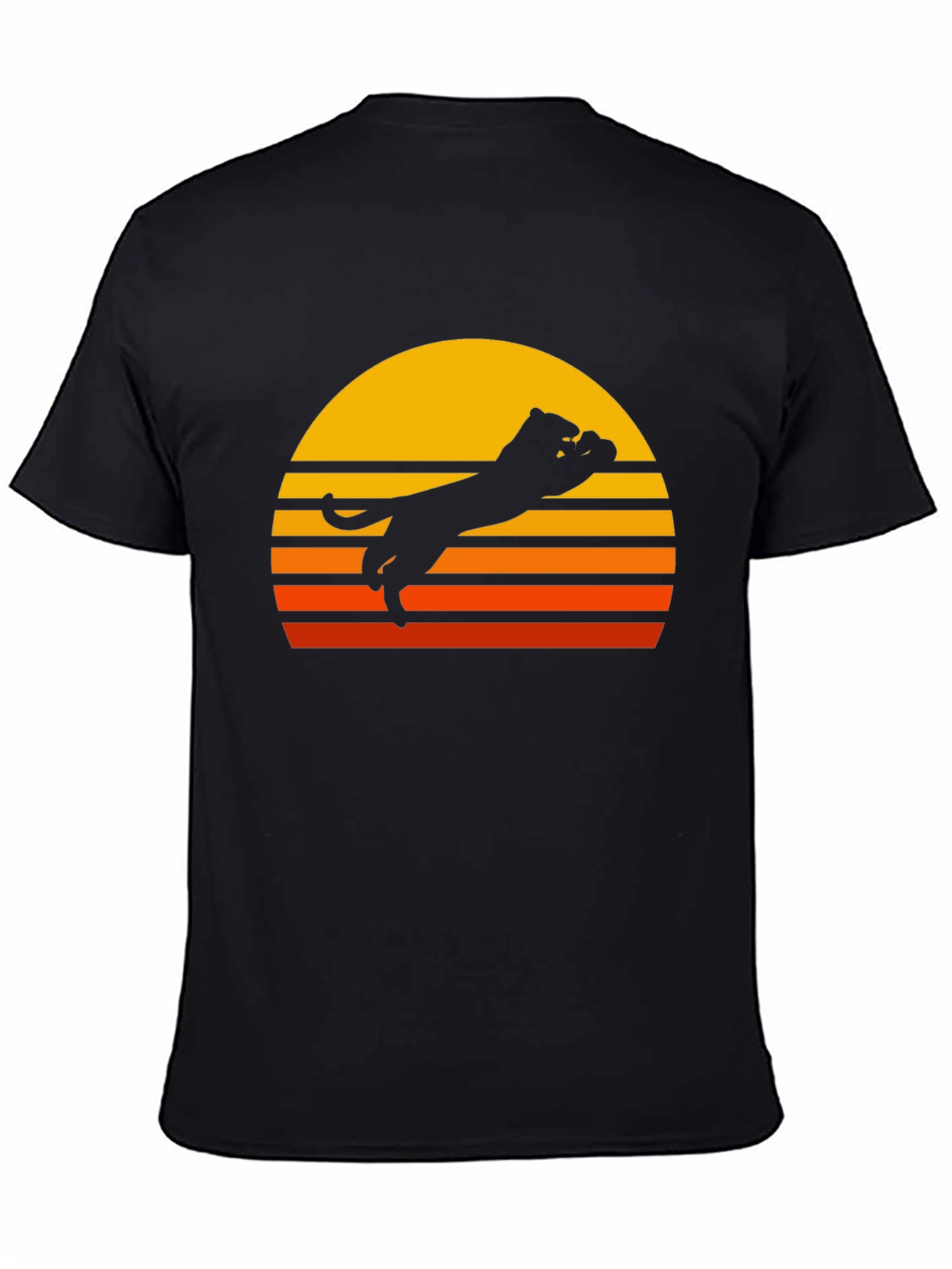 Retro Sunset Panther Black T-Shirt