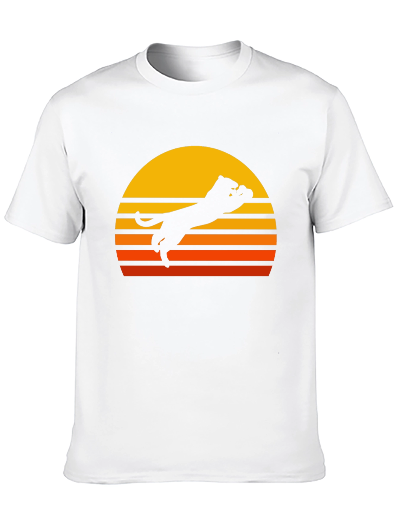 Retro Sunset Panther Black T-Shirt