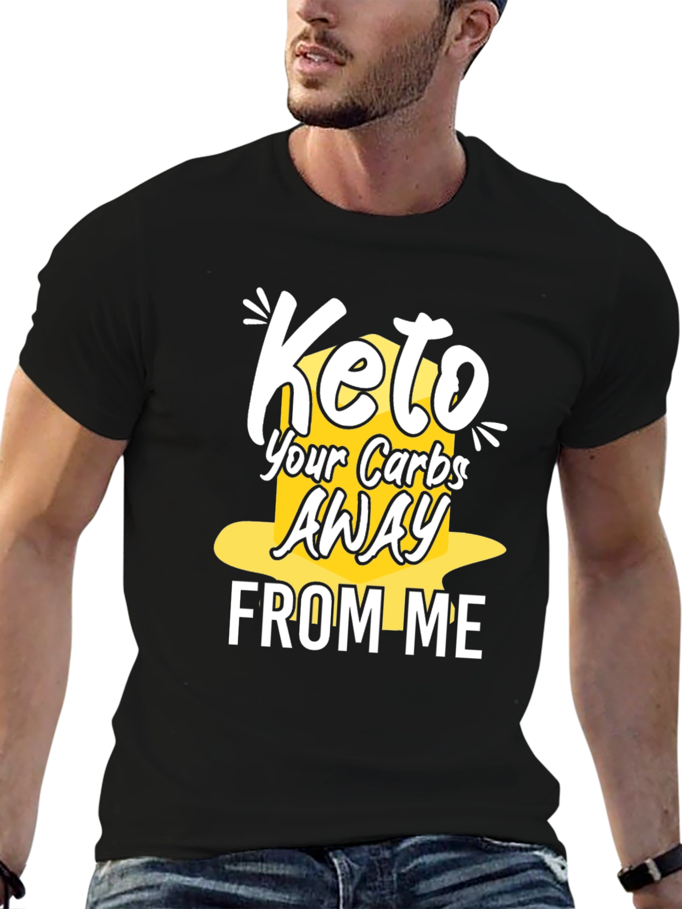 Keto Carbs Away Black Graphic T-Shirt