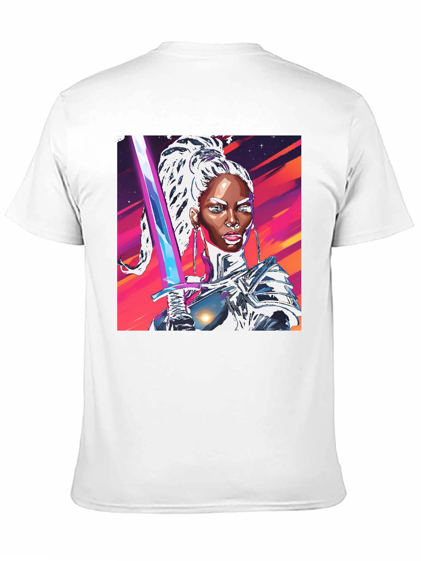 Futuristic Warrior Graphic Tee - Black