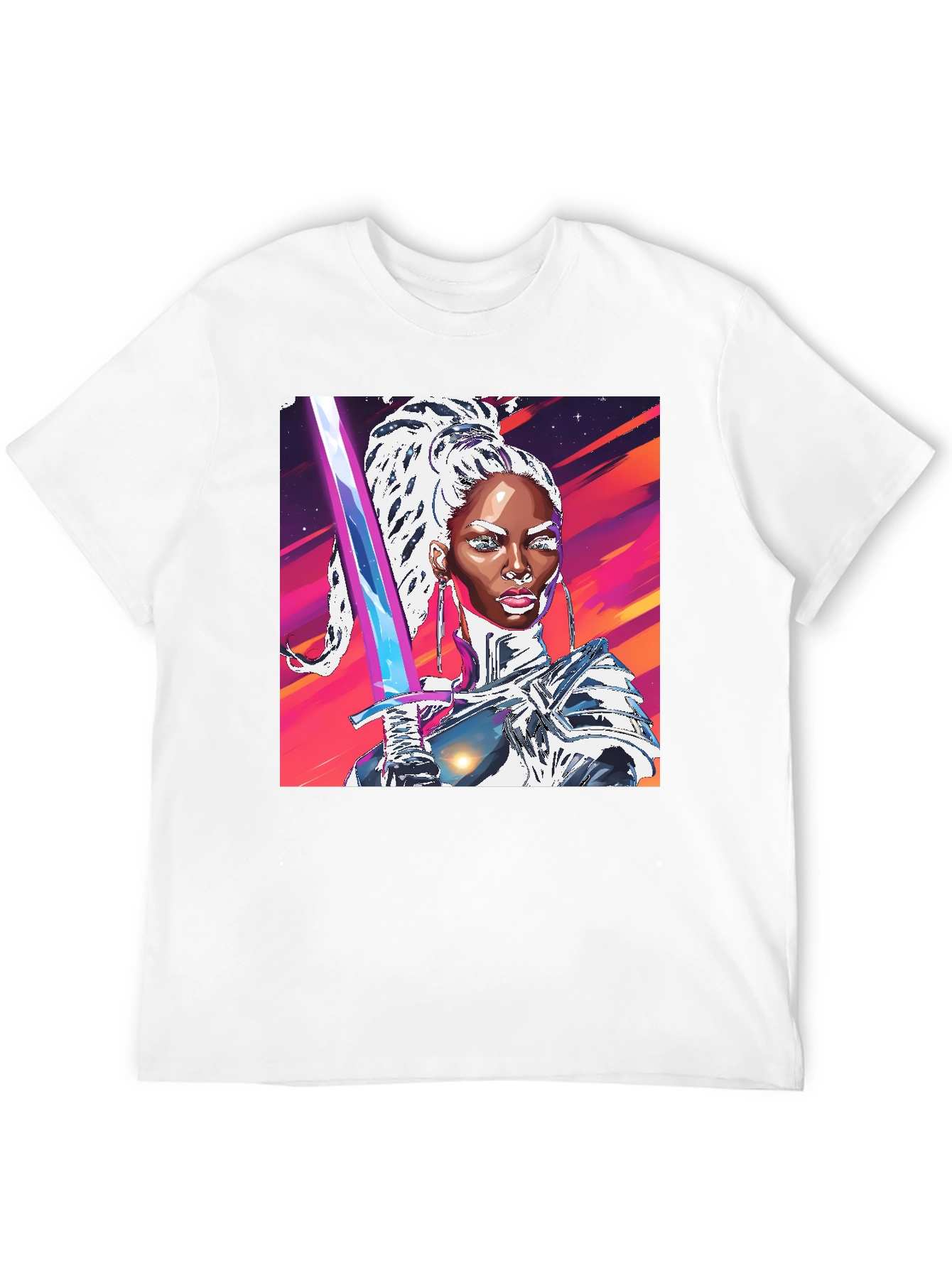 Futuristic Warrior Graphic Tee - Black