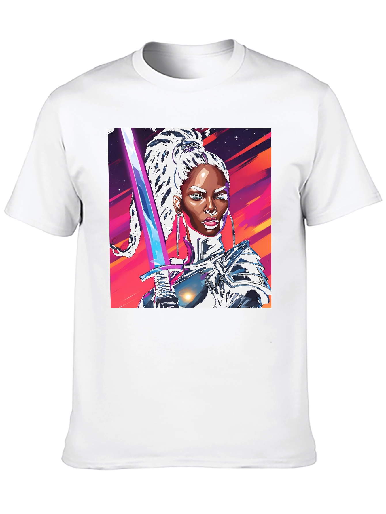 Futuristic Warrior Graphic Tee - Black