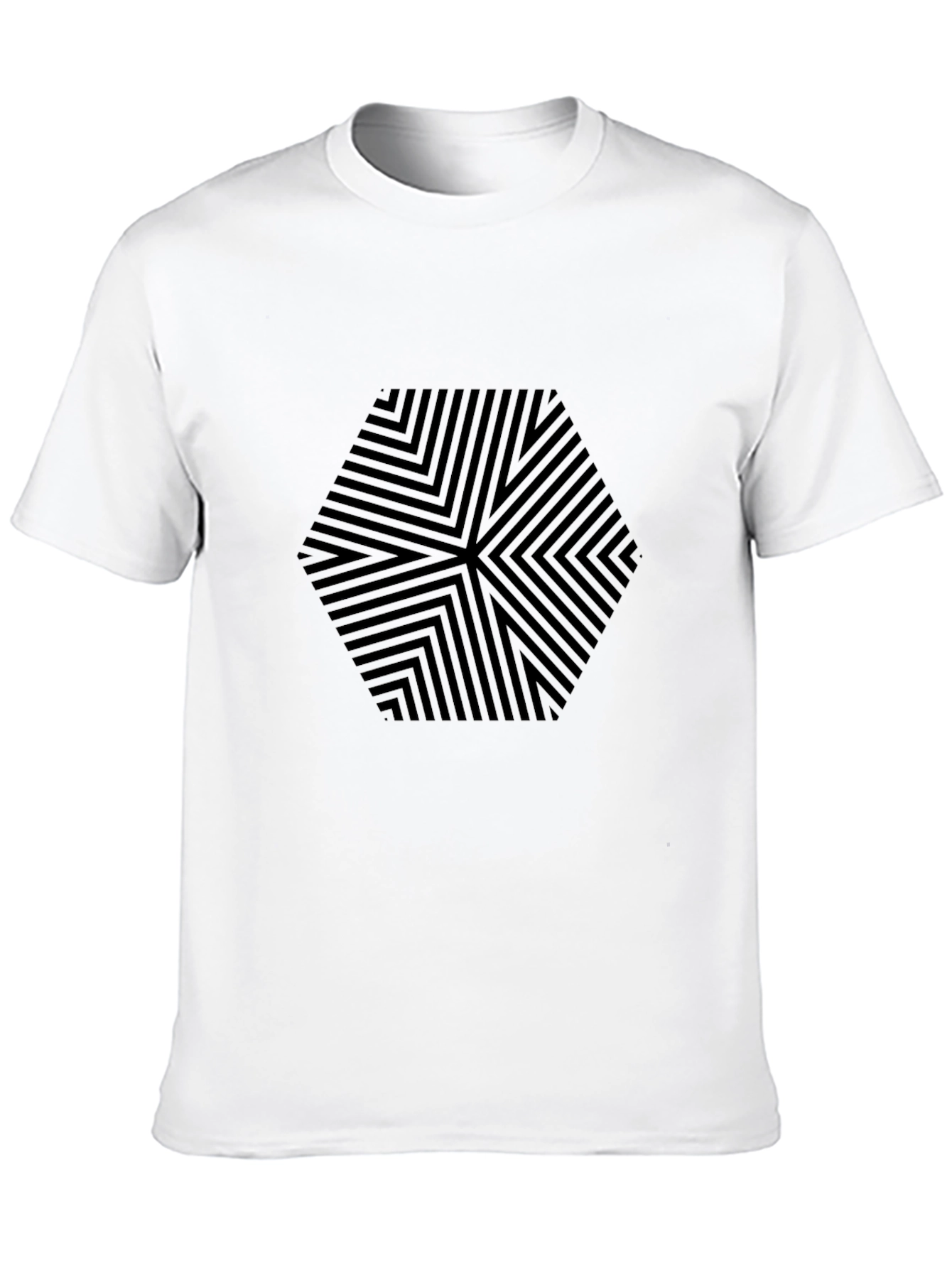 Mens Black Hexagon Pattern Graphic Tee